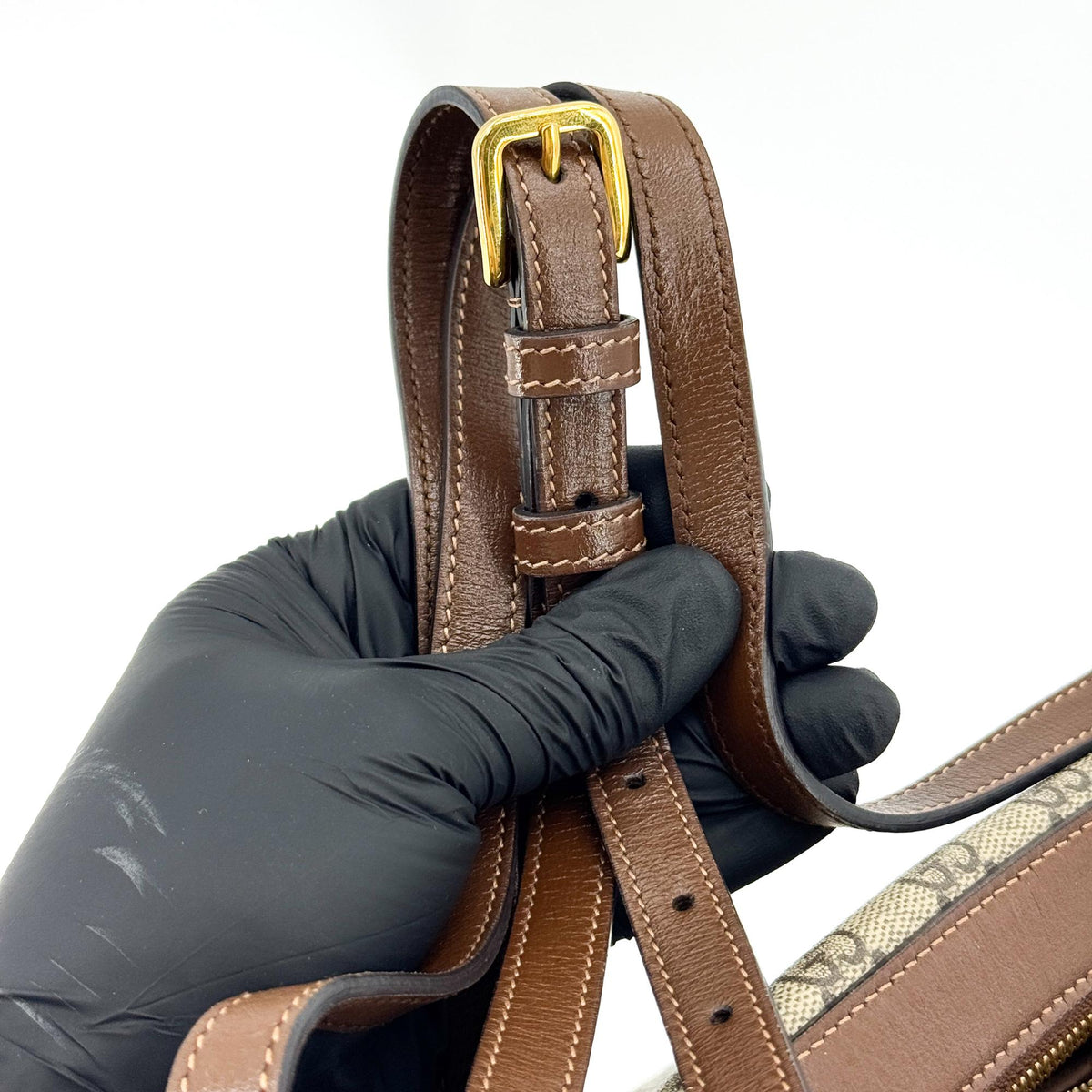 Gucci Horsebit 1955 Camera Gg Coated Canvas With Leather Beige Canvas Handbag (Pre-Owned)