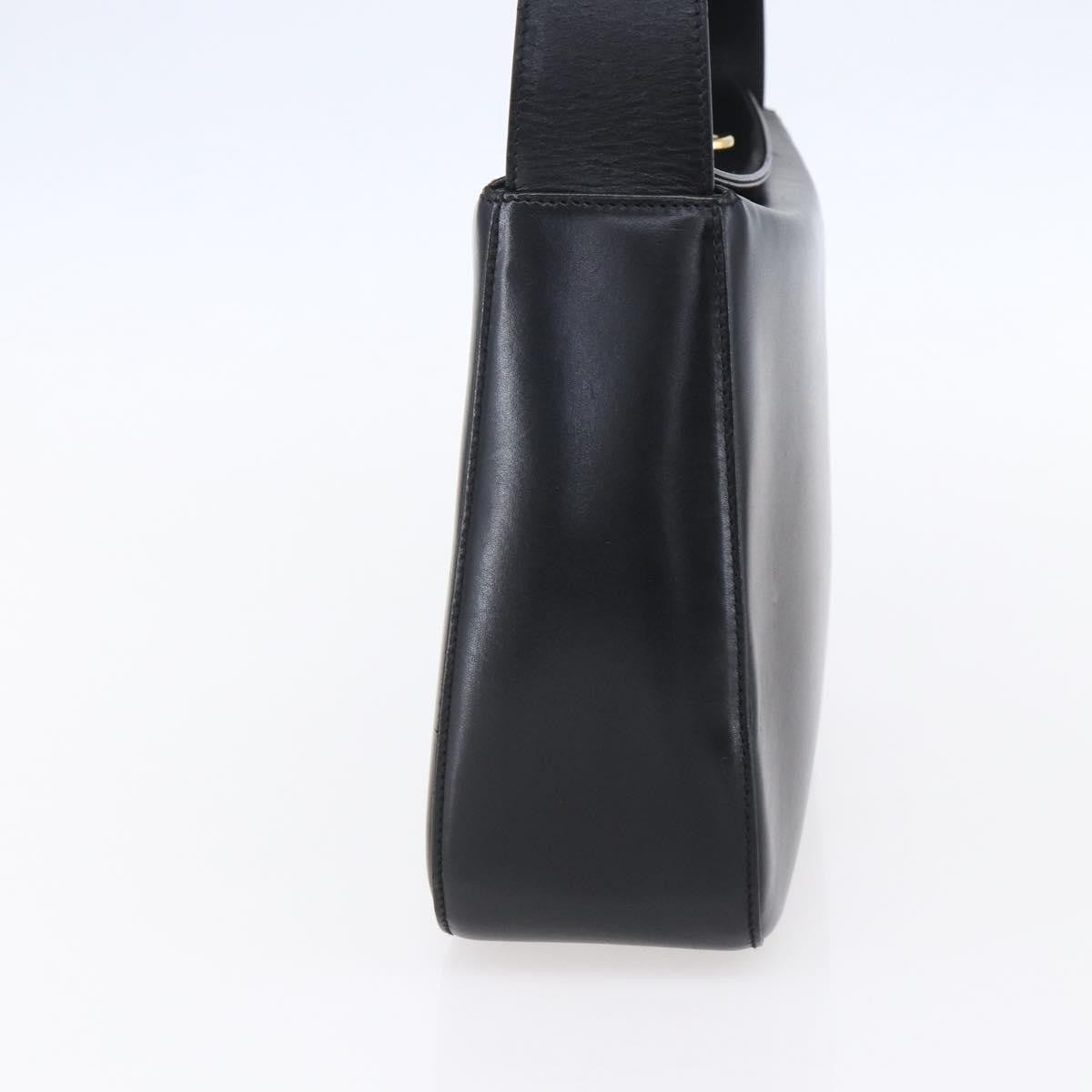 Salvatore Ferragamo Gancini Leather Black Leather Shoulder Bag Bag (Pre-Owned)