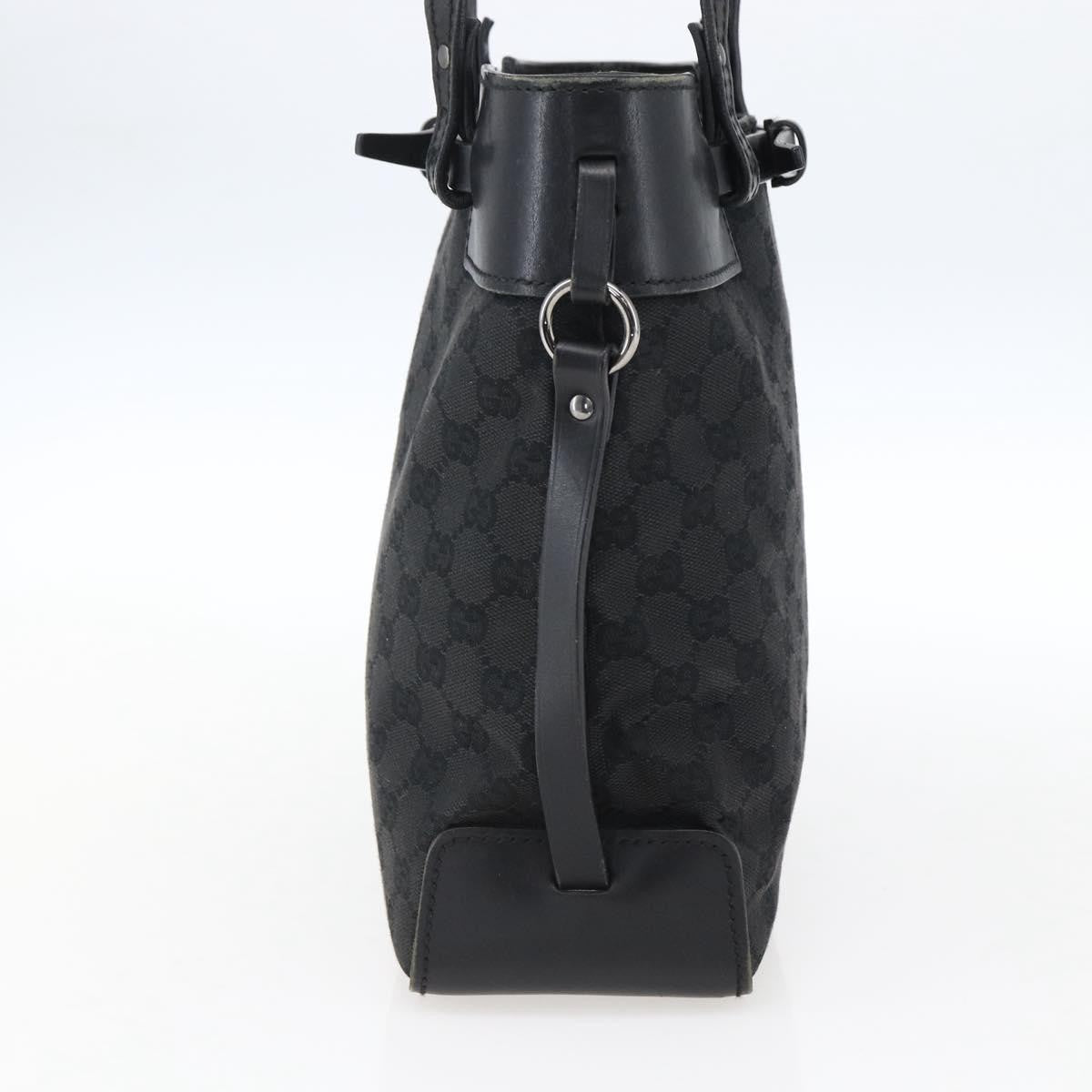 Gucci Belted Bucket Tote Gg Canvas With Leather Black Canvas Tote Bag Bag (Pre-Owned)
