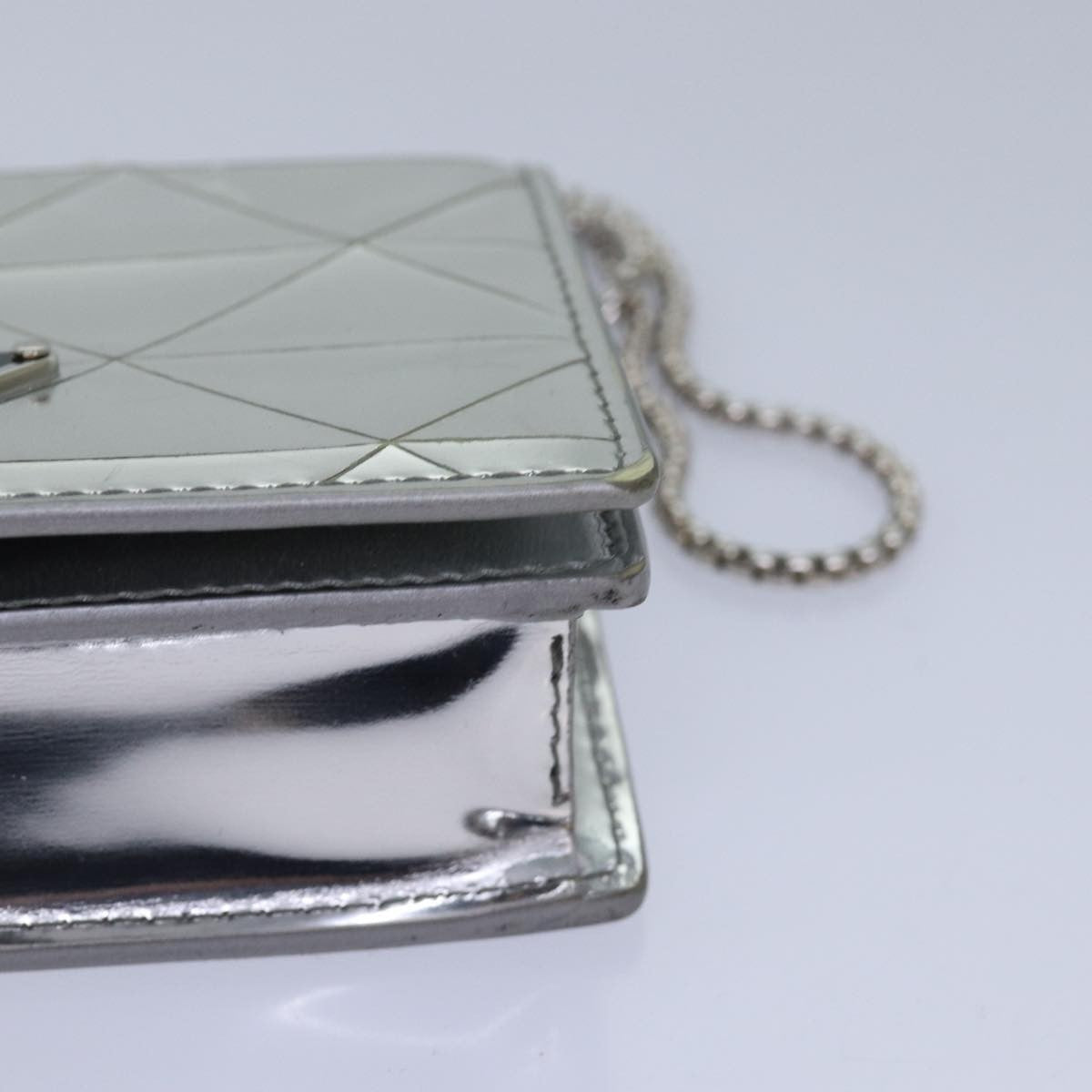 Prada Chain Embellished Leather Silver Leather Wallets Accessory (Pre-Owned)