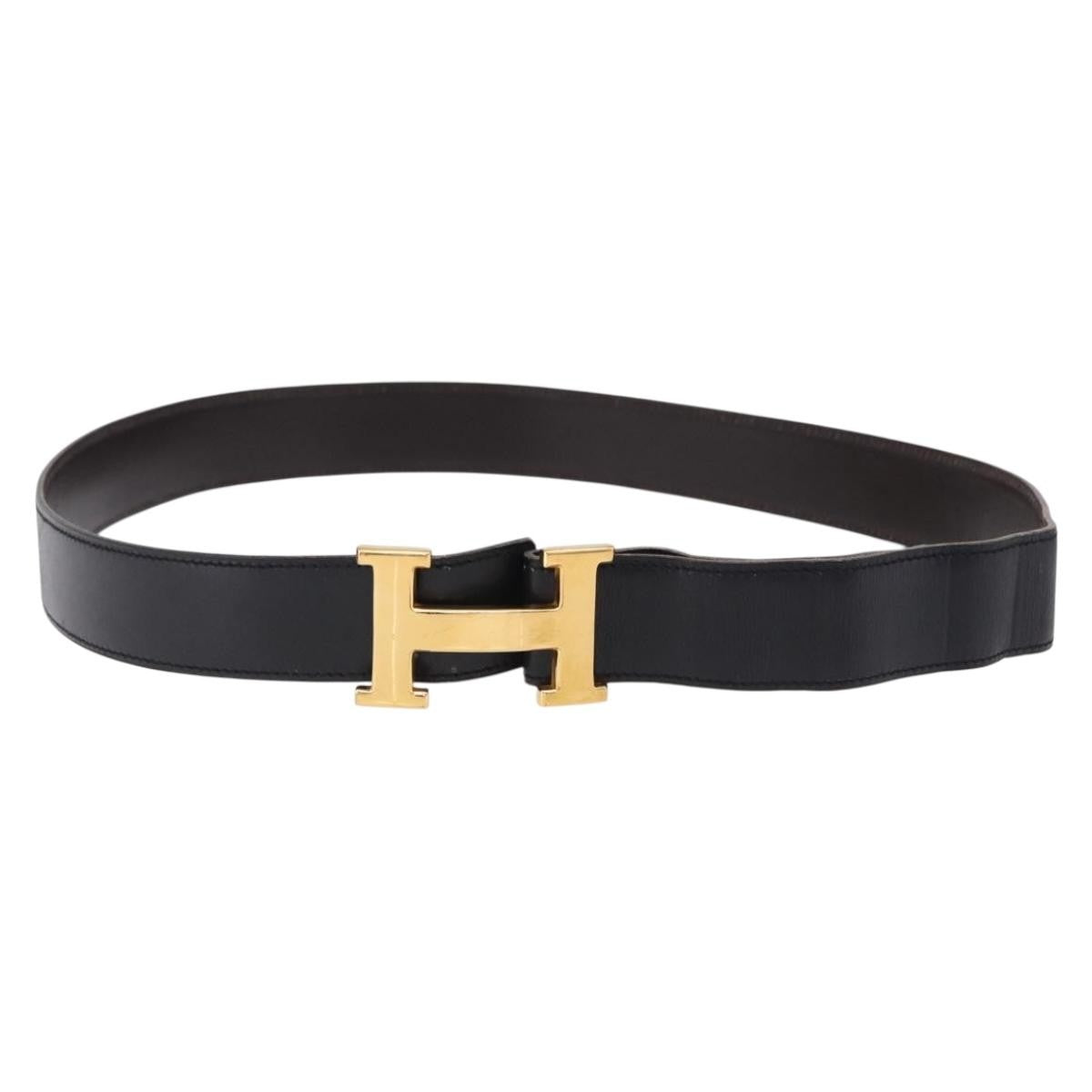 Hermes Constance Reversible Belt Leather Black Leather Belts Accessory (Pre-Owned)