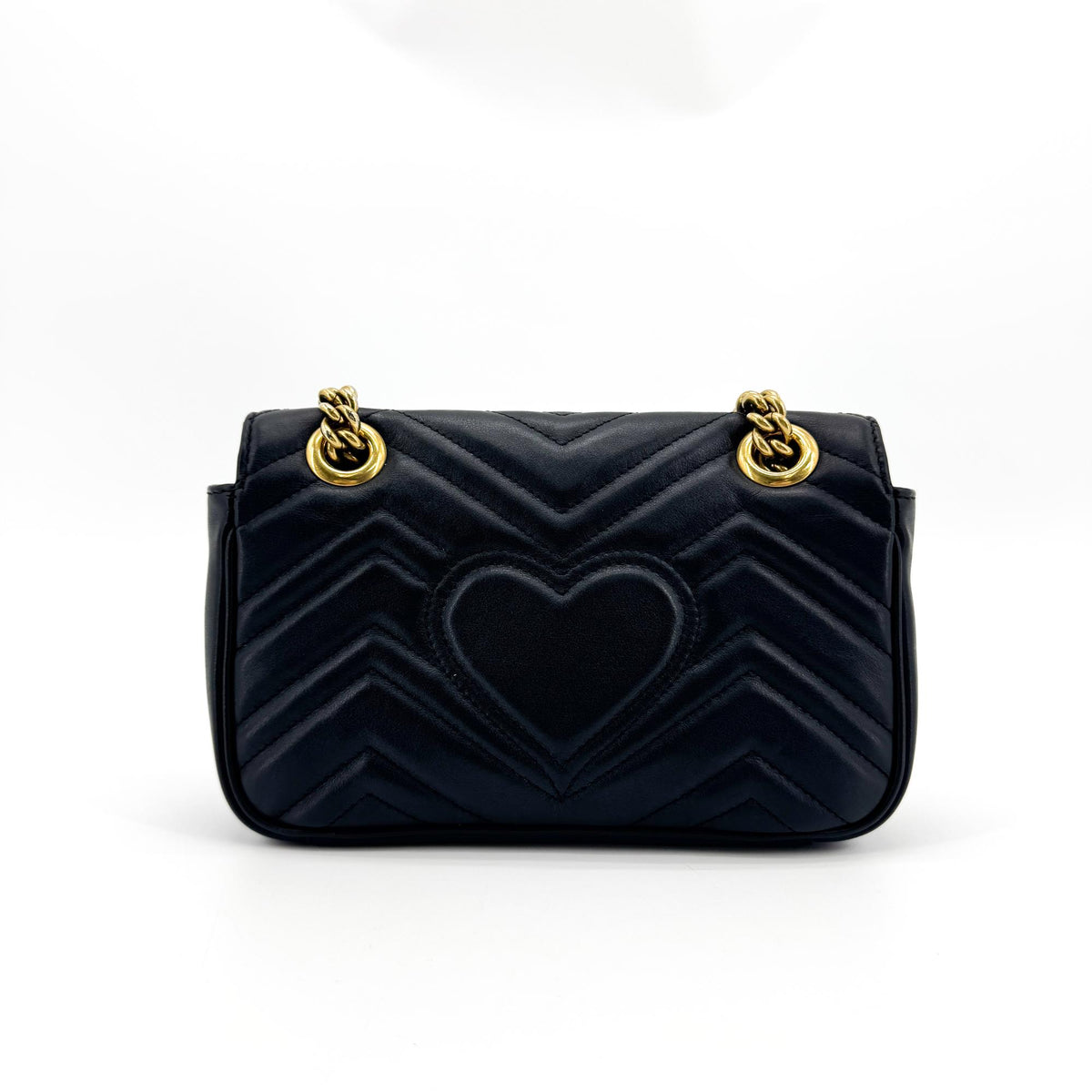 Gucci Gg Marmont Flap Matelasse Leather Black Leather Handbag (Pre-Owned)