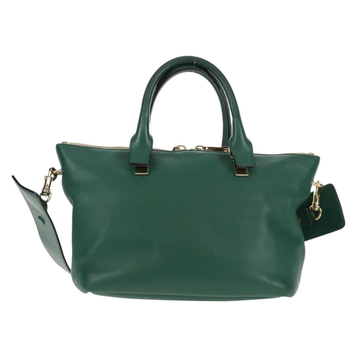 Chloe Bicolor Baylee Satchel Leather Green Leather Bag (Pre-Owned)