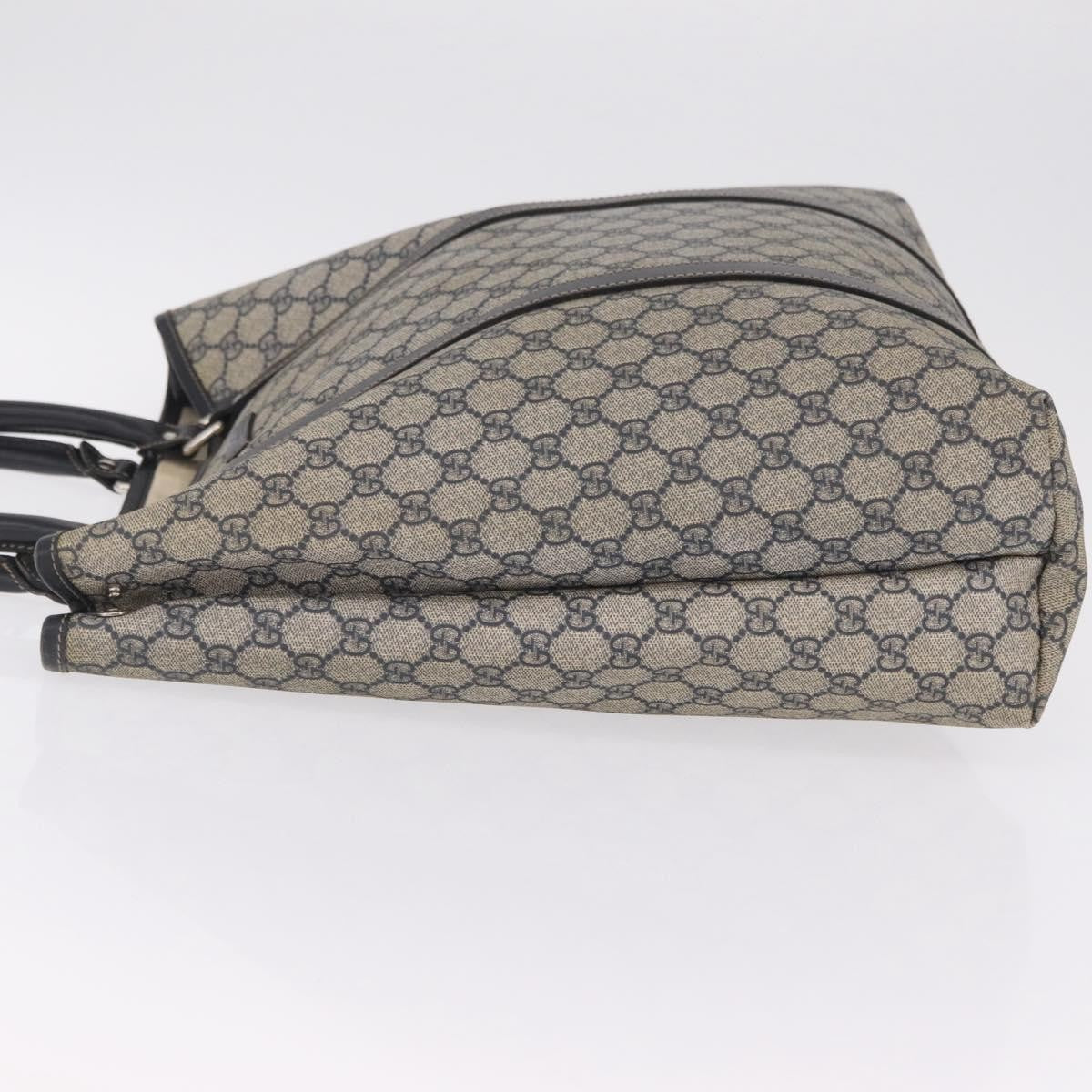 Gucci Open Tote Gg Canvas And Leather Navy Canvas Handbag (Pre-Owned)