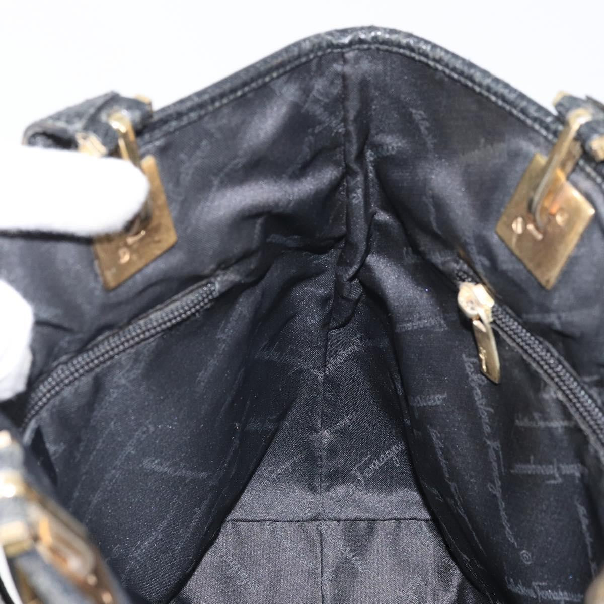 Salvatore Ferragamo Vintage Canvas Black Canvas Tote Bag Bag (Pre-Owned)
