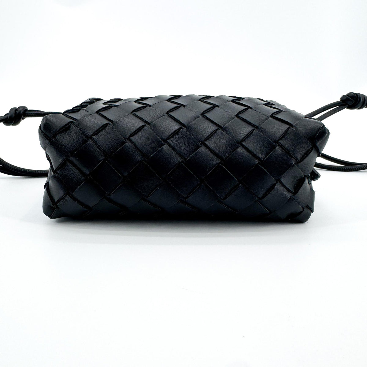 Bottega Veneta Loop Intrecciato Nappa Black Leather Crossbody Bag Bag (Pre-Owned)