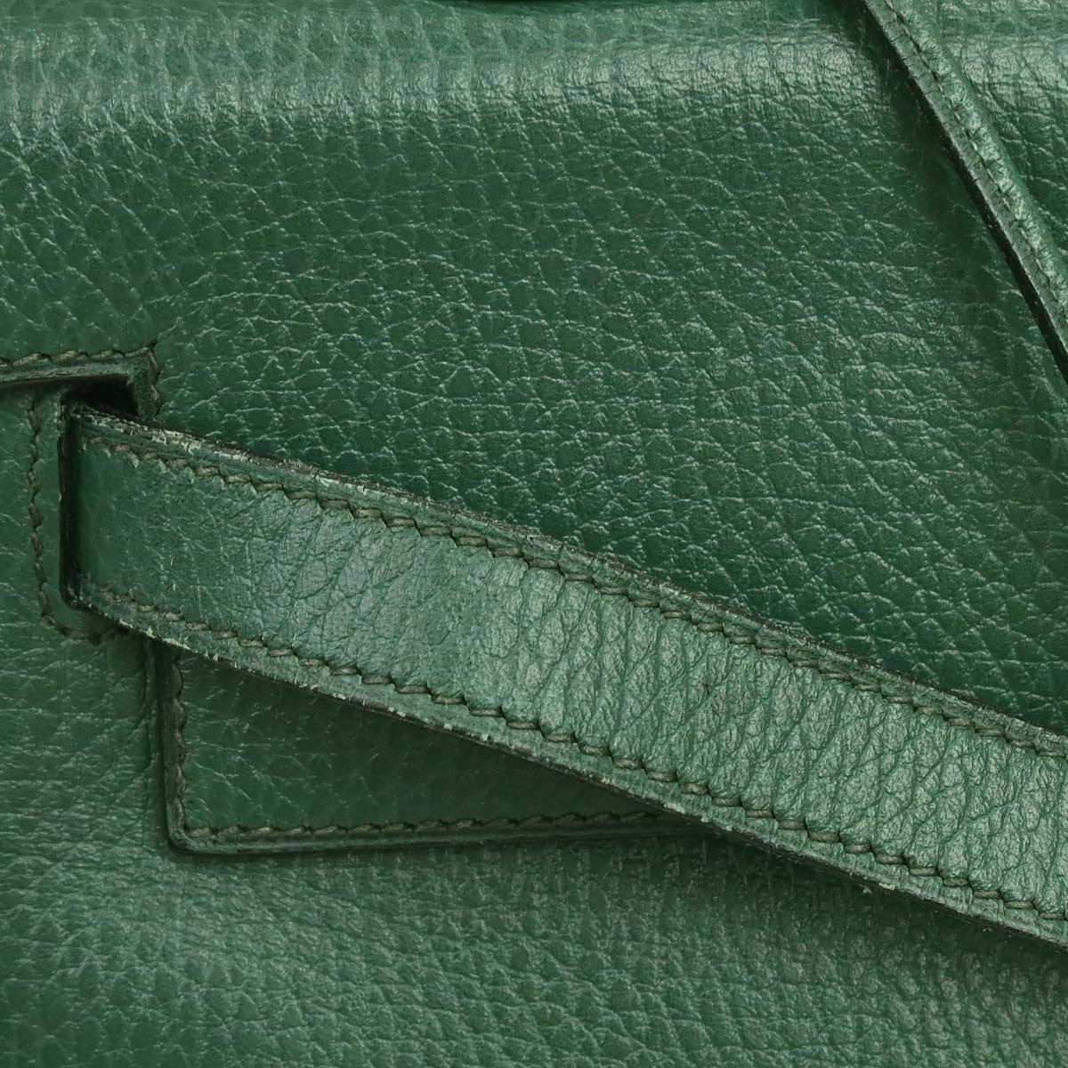 Hermes Kelly 2 Way Taurillon Clemence Green Leather Handbag (Pre-Owned)