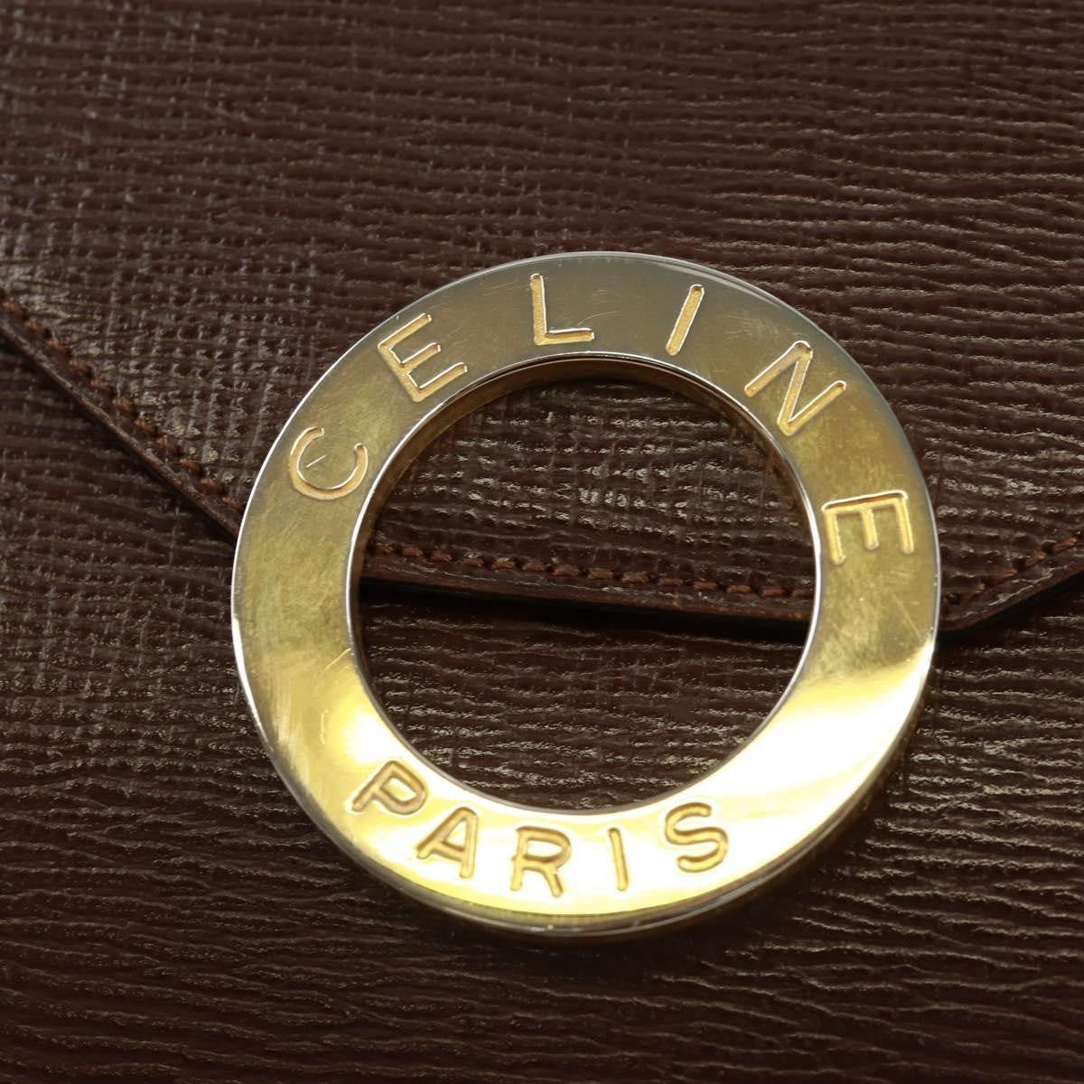 Celine Circle Logo Leather Brown Leather Shoulder Bag Bag (Pre-Owned)