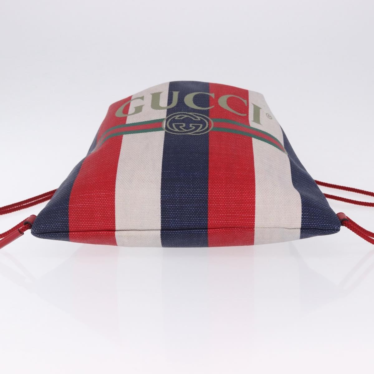 Gucci Logo Drawstring Striped Canvas Multicolour Canvas Backpack Bag (Pre-Owned)