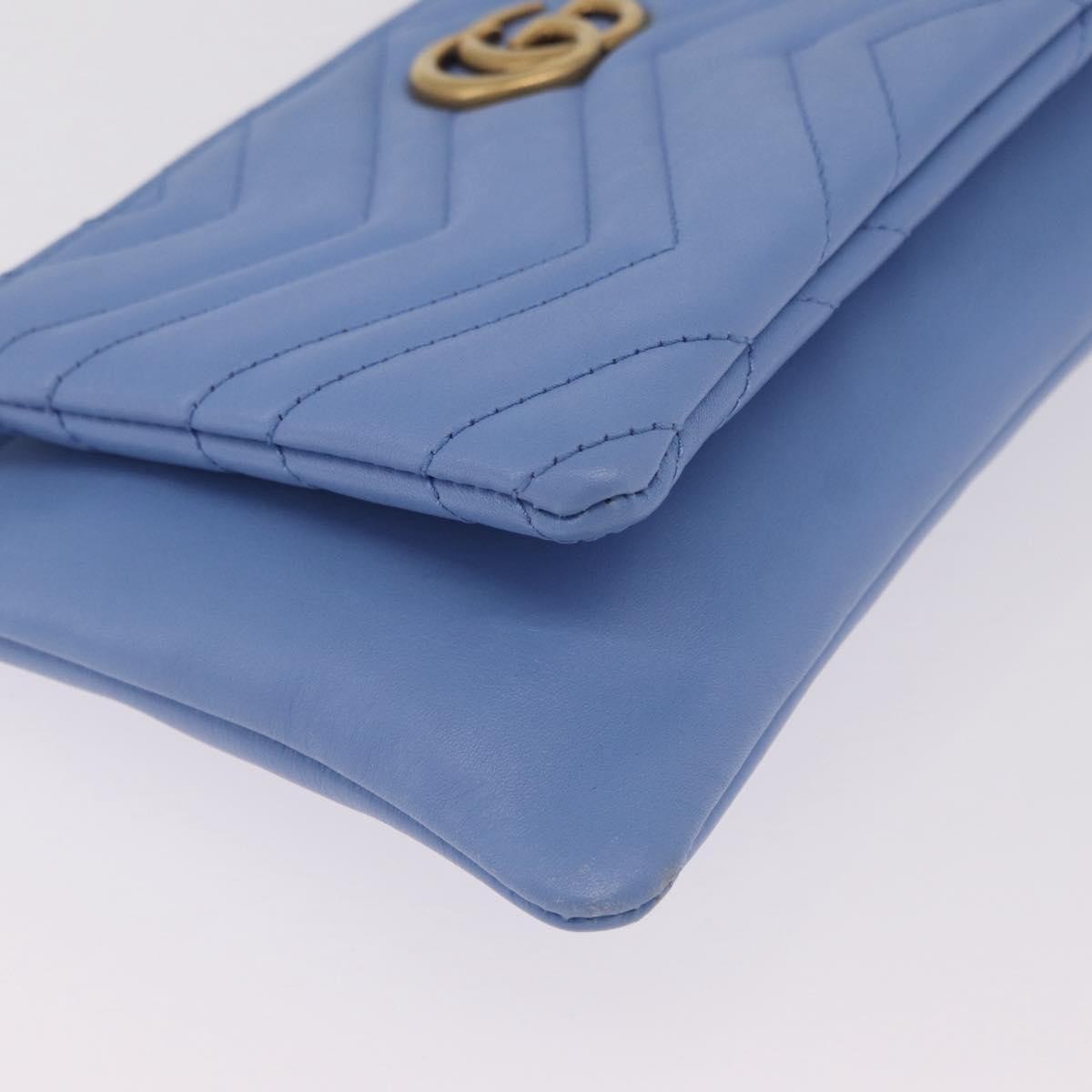 Gucci Gg Marmont Double Matelasse Leather Blue Leather Crossbody Bag Bag (Pre-Owned)