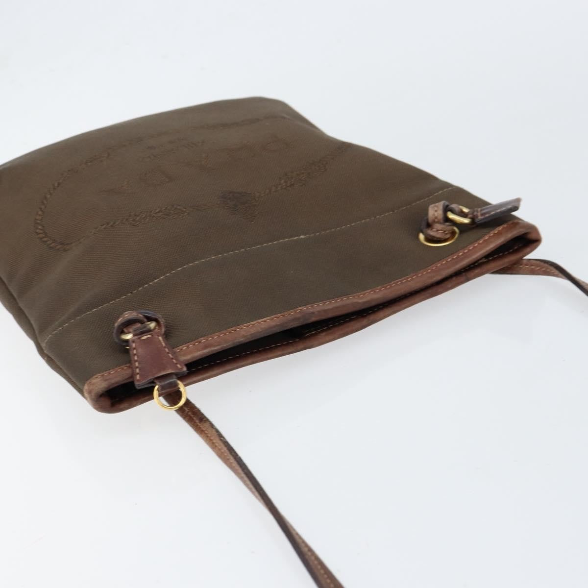 Prada Logo Flat Messenger Canvas Brown Canvas Shoulder Bag Bag (Pre-Owned)