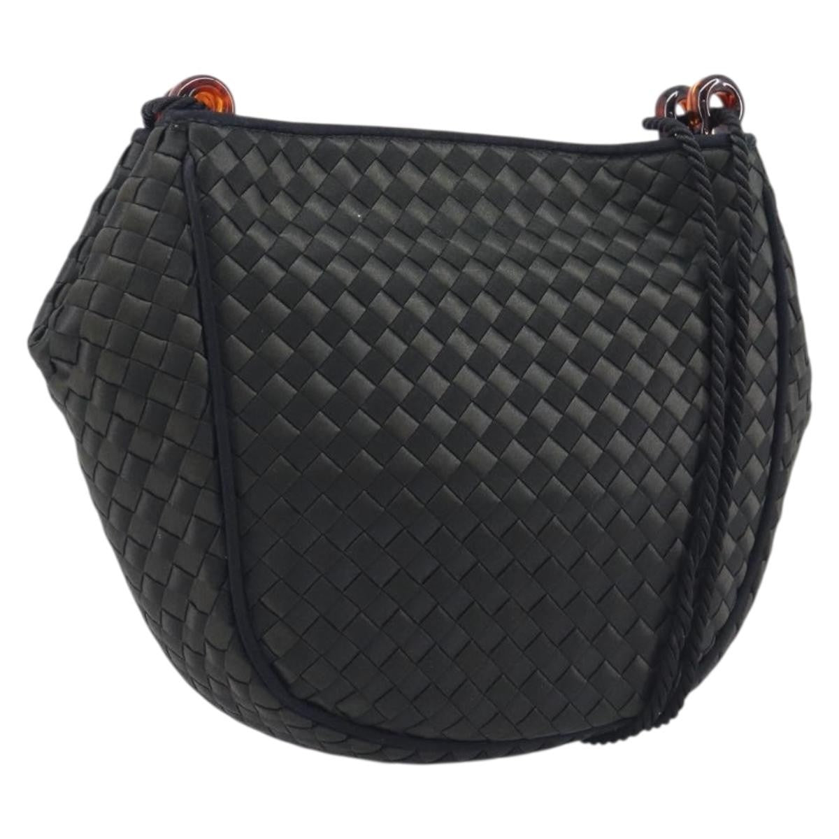 Bottega Veneta Vintage Intrecciato Hobo Nylon Black Nylon Shoulder Bag Bag (Pre-Owned)
