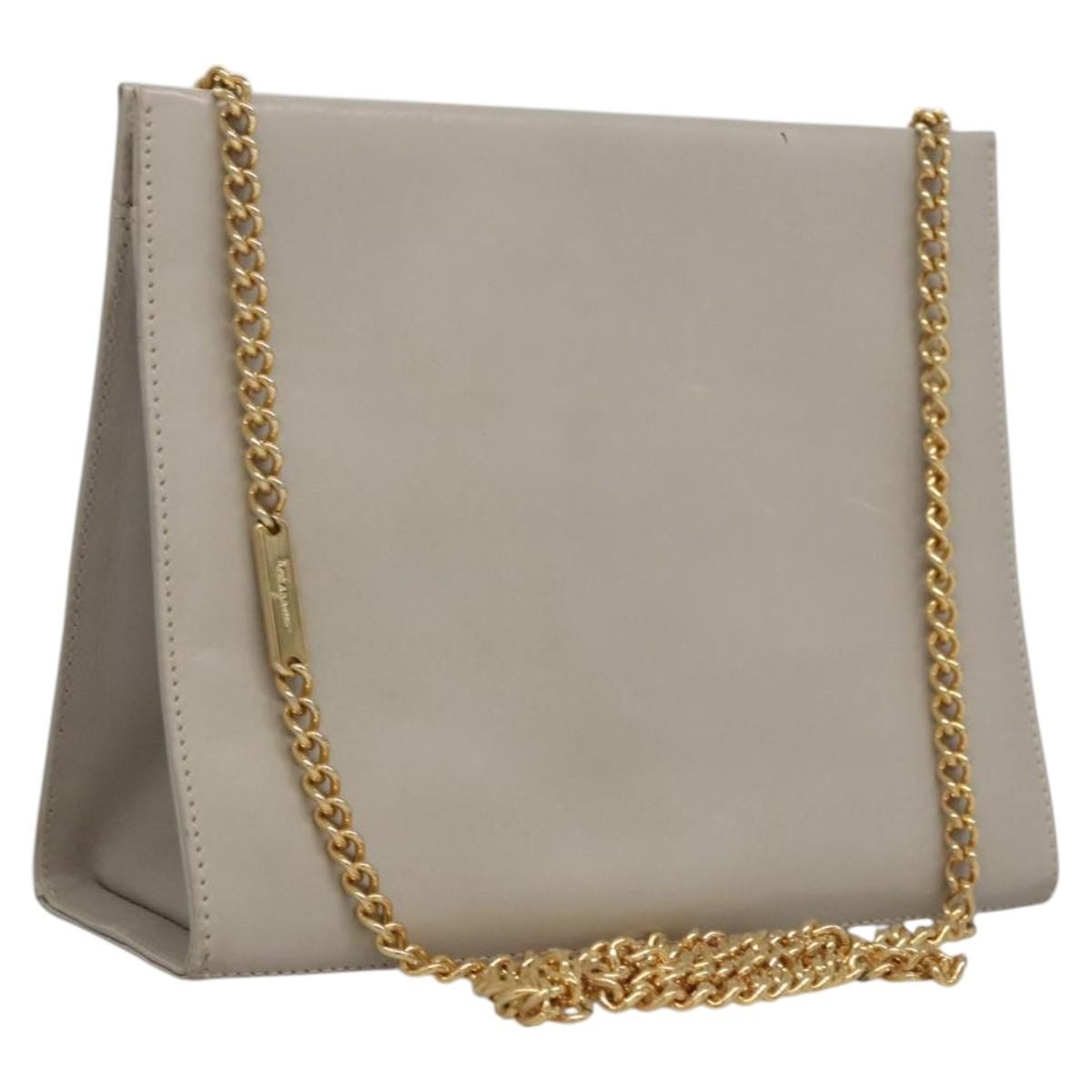 Salvatore Ferragamo Vintage Chain Leather Beige Leather Shoulder Bag Bag (Pre-Owned)