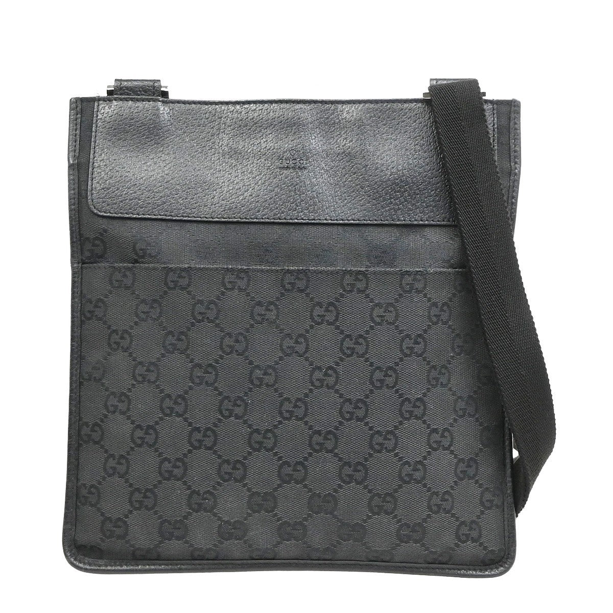 Gucci Vintage Flat Gg Canvas Black Canvas Crossbody Bag Bag (Pre-Owned)