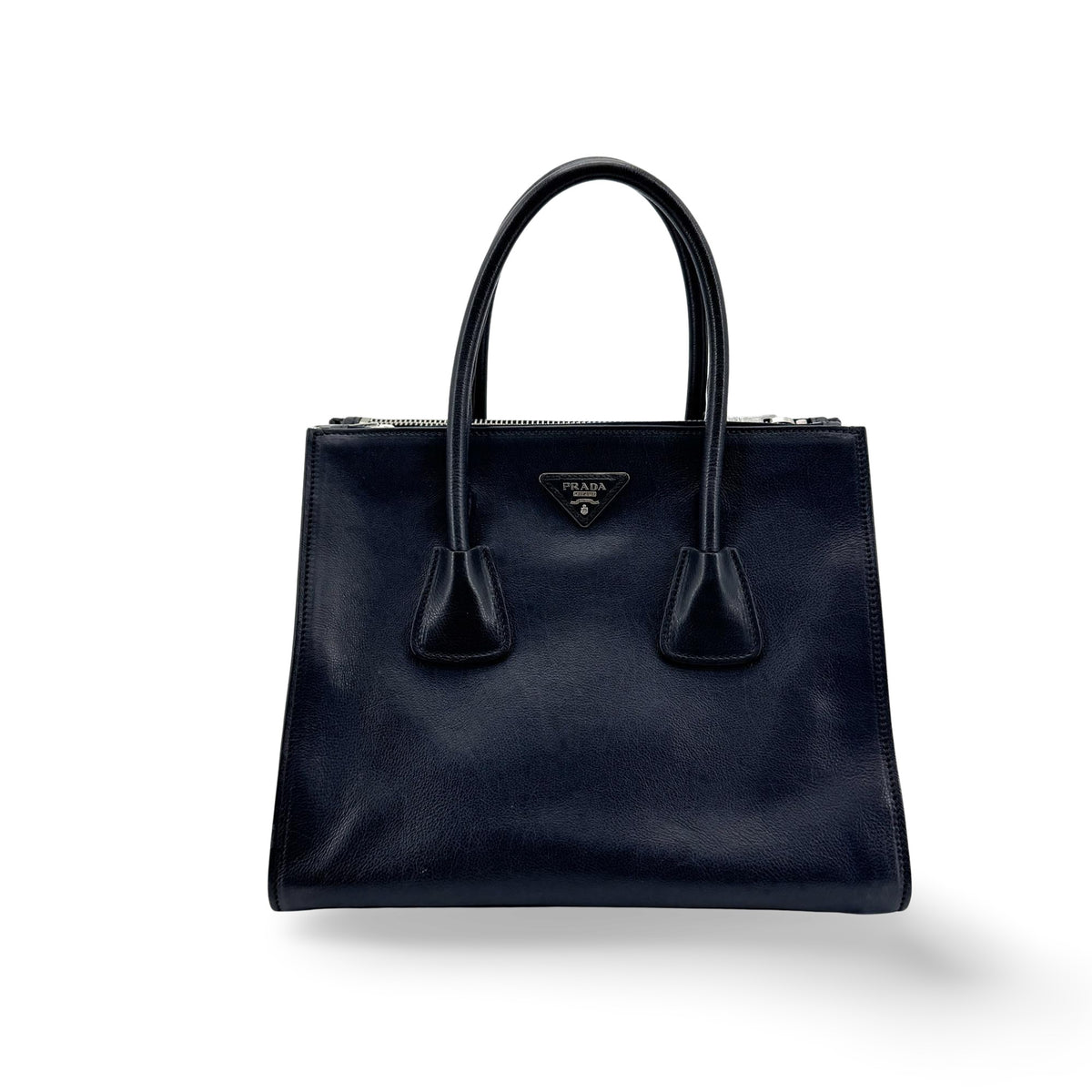 Prada Twin Pocket Convertible Leather Black Leather Tote Bag Bag (Pre-Owned)