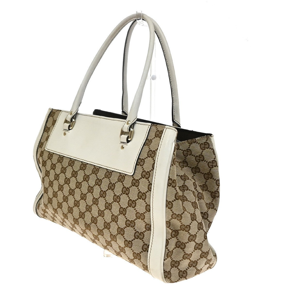 Gucci Trophy Gg Canvas With Leather Brown Canvas Tote Bag Bag (Pre-Owned)