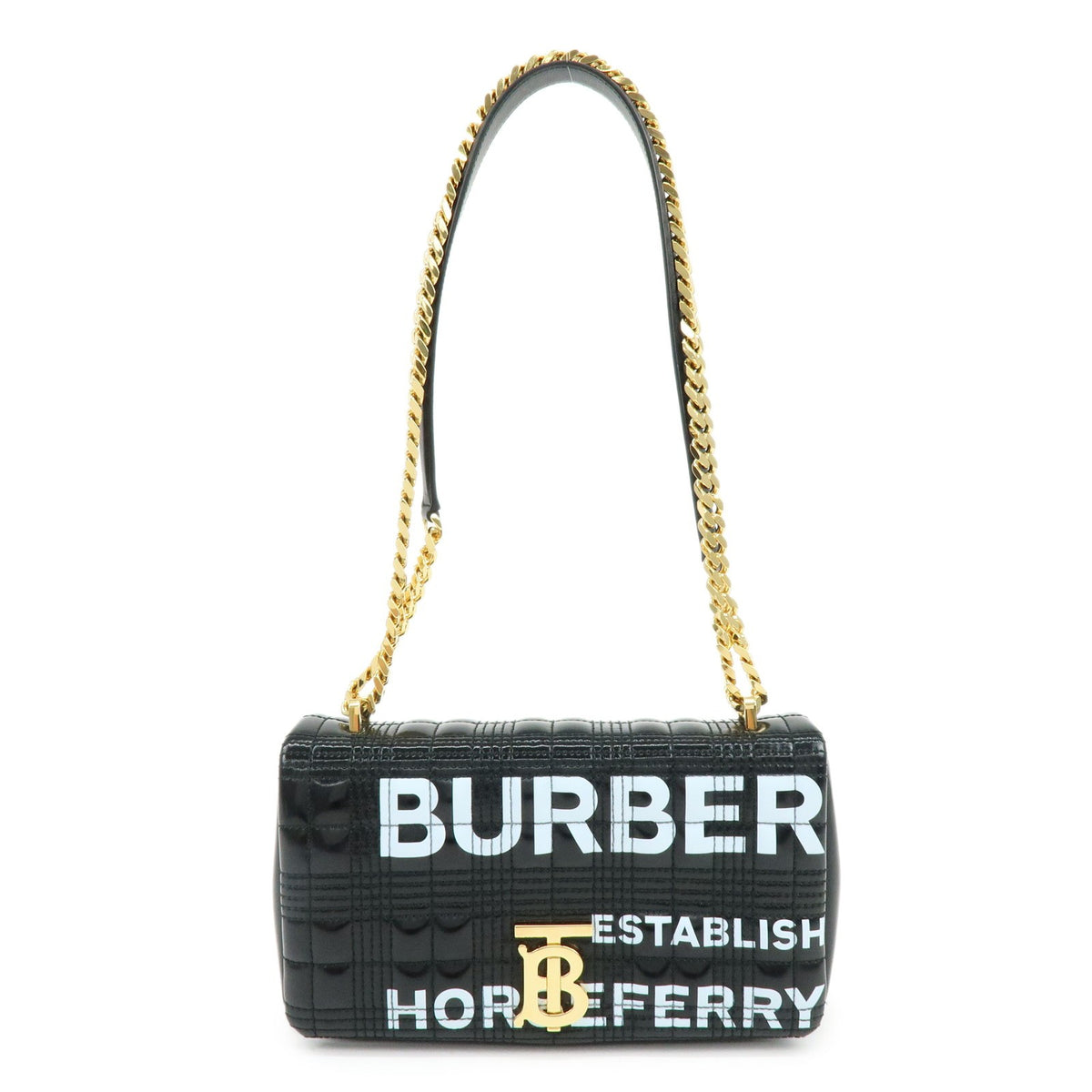 Burberry Lola Clutch On Chain Quilted Leather Black Leather Clutche & Pouche Bag (Pre-Owned)