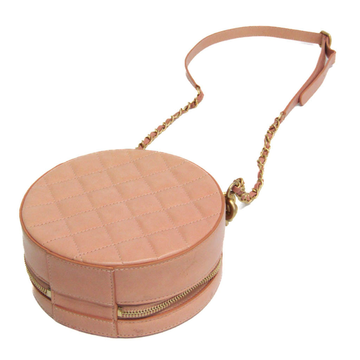 Chanel Round As Earth Glazed Calfskin Pink Leather Shoulder Bag Bag (Pre-Owned)