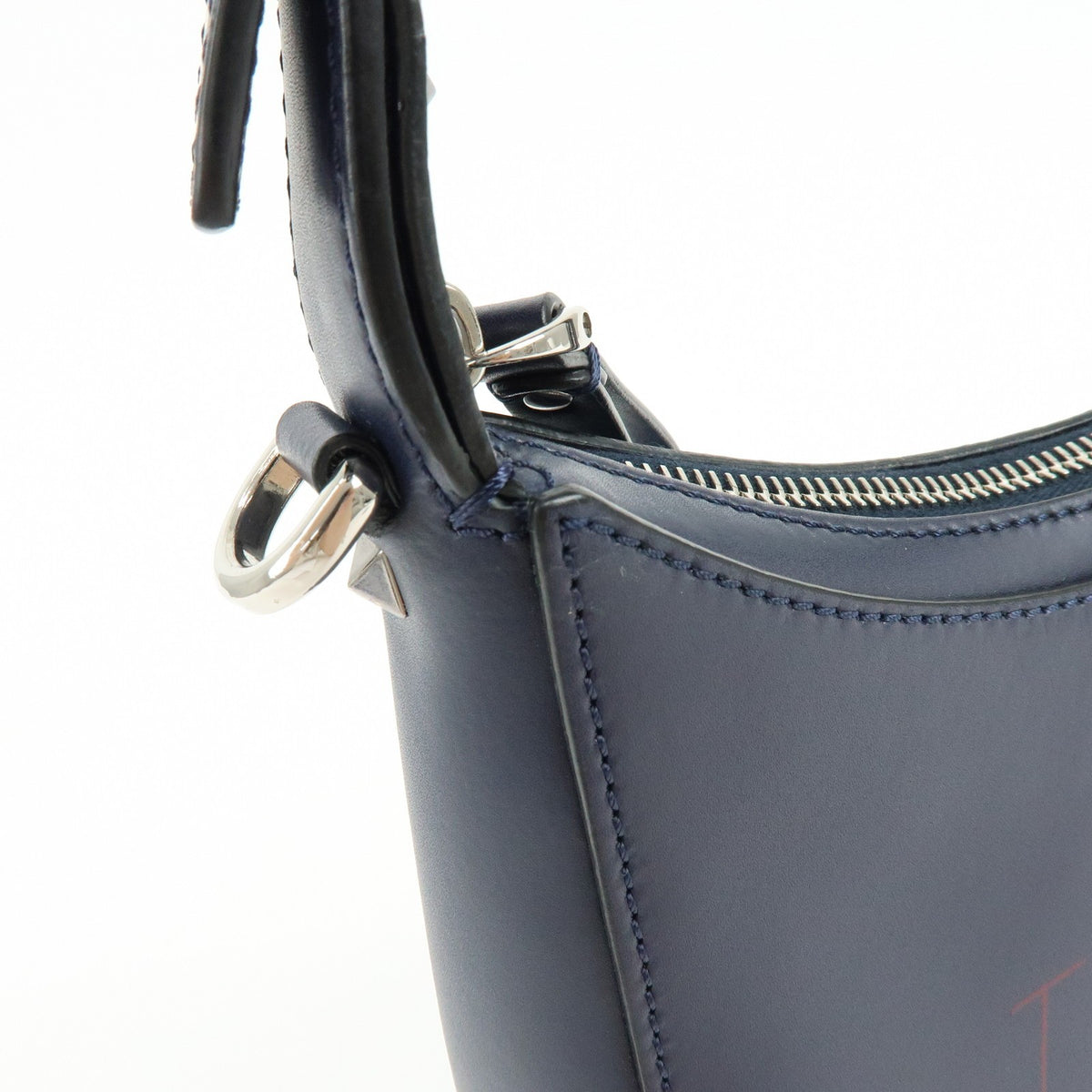 Valentino Garavani Vltn Hobo Printed Leather Navy Leather Shoulder Bag Bag (Pre-Owned)