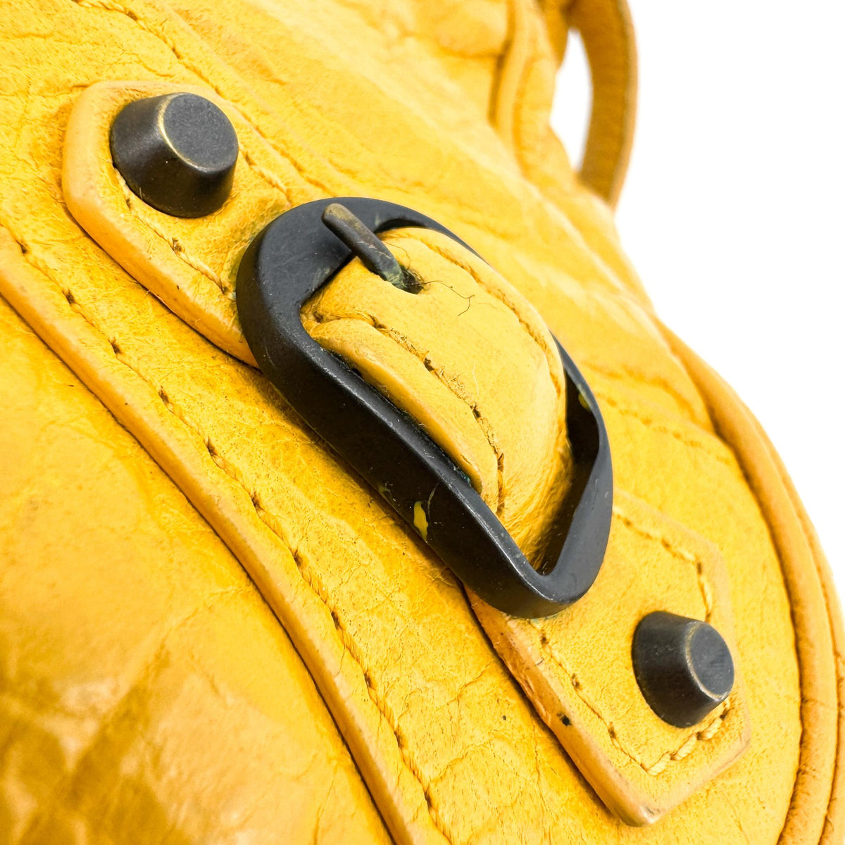 Balenciaga Hip Classic Studs Leather Yellow Leather Crossbody Bag Bag (Pre-Owned)