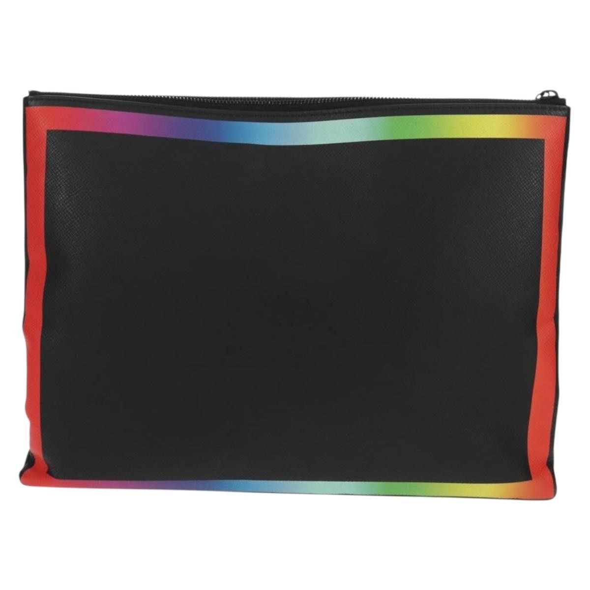 Louis Vuitton Pochette A4 Rainbow Taiga Leather Black Leather Clutche & Pouche Bag (Pre-Owned)