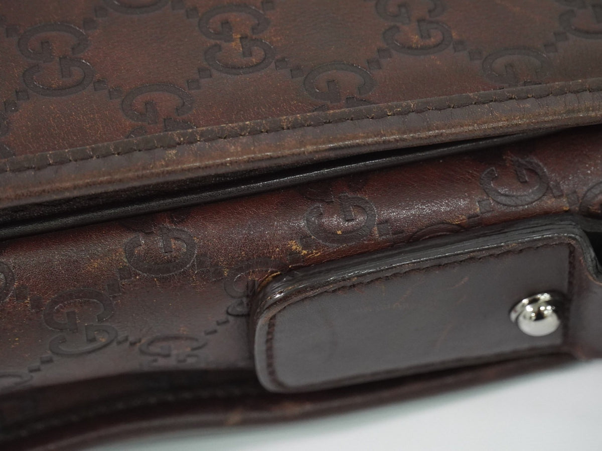 Gucci Flap Messenger Bag (Outlet) Guccissima Leather Brown Leather Shoulder Bag Bag (Pre-Owned)