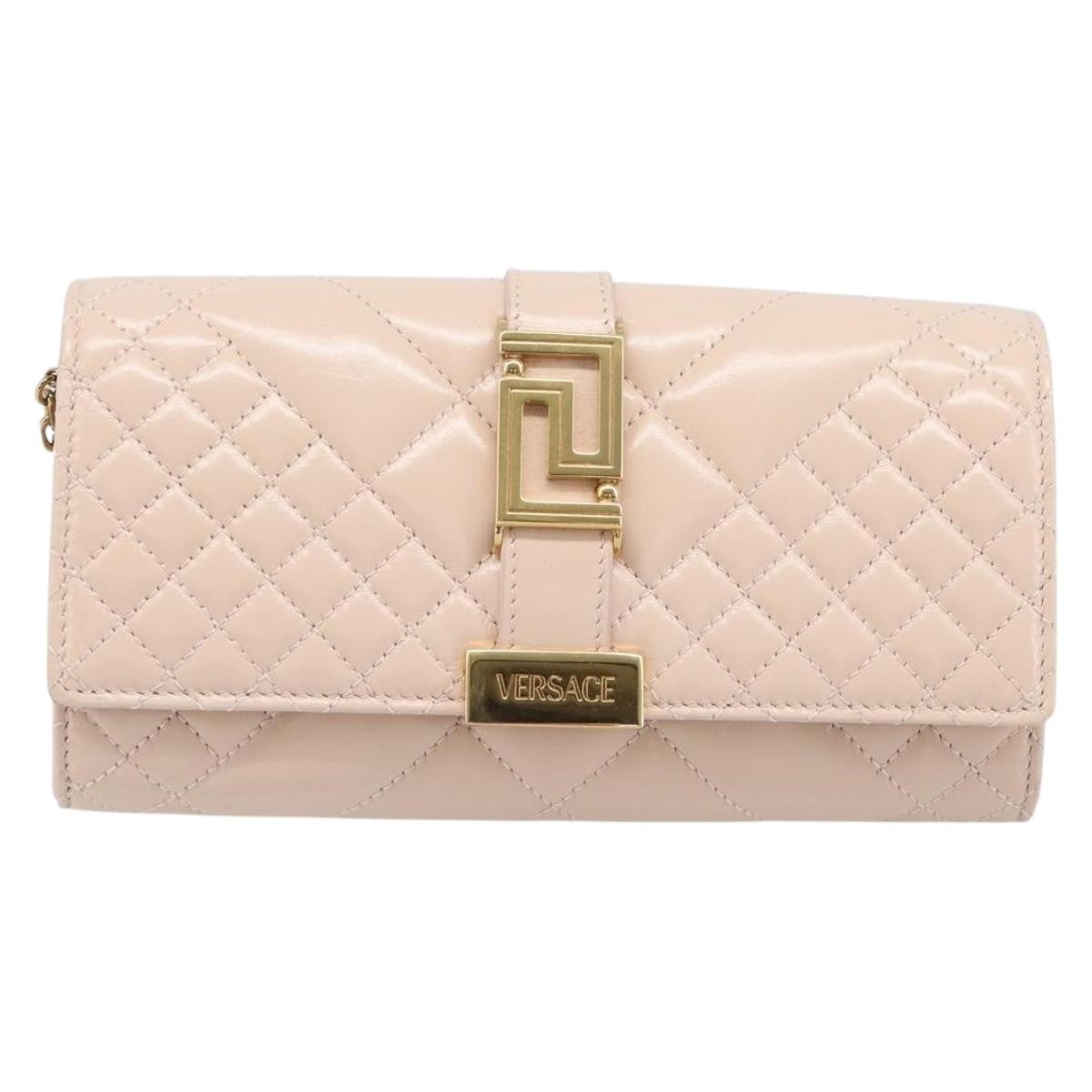 Versace Greca Goddess Convertible Clutch Leather Pink Leather Shoulder Bag Bag (Pre-Owned)