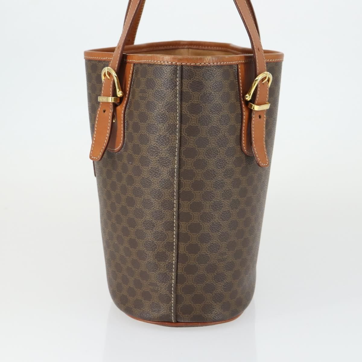 Celine Vintage Macadam Canvas And Leather Brown Canvas Handbag (Pre-Owned)