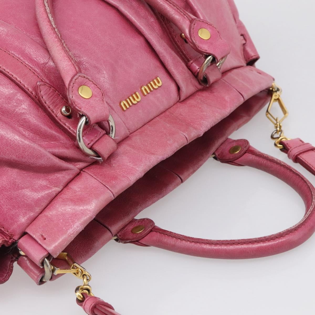 Miu Miu Vitello Lux Leather Pink Leather Handbag (Pre-Owned)