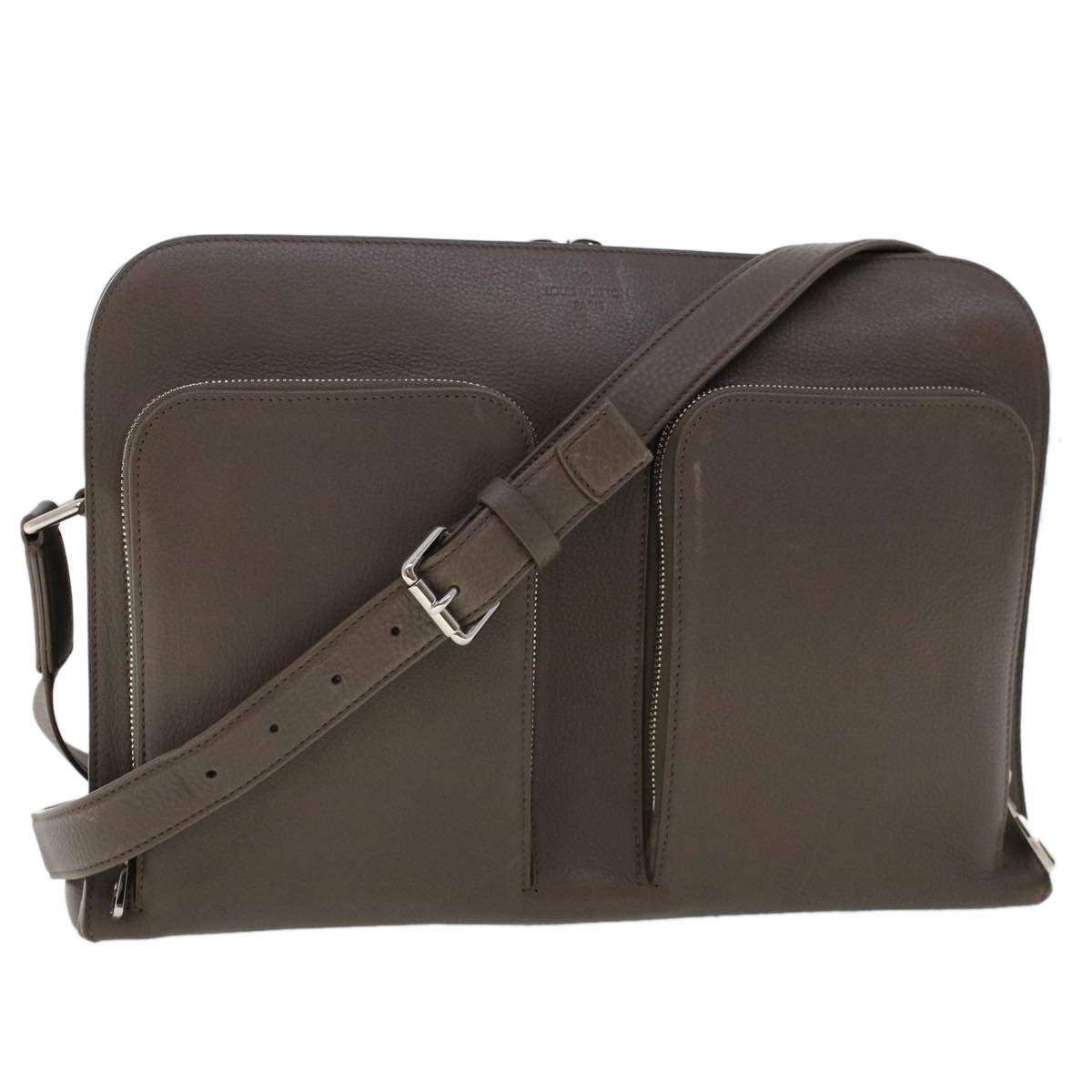 Louis Vuitton Naxos Leather Gray Leather Shoulder Bag Bag (Pre-Owned)