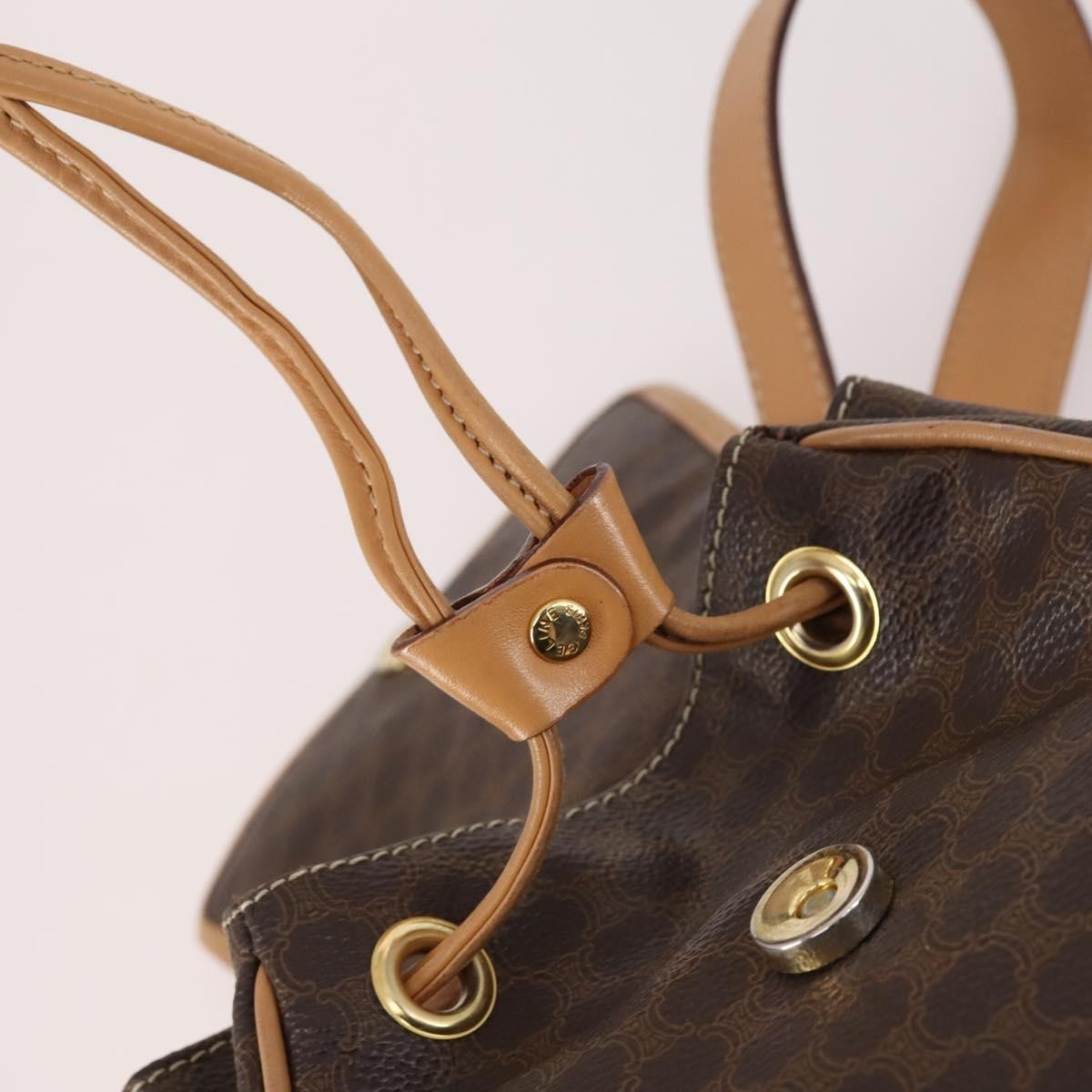 Fendi Vintage Drawstring Flap Brown Canvas Backpack Bag (Pre-Owned)