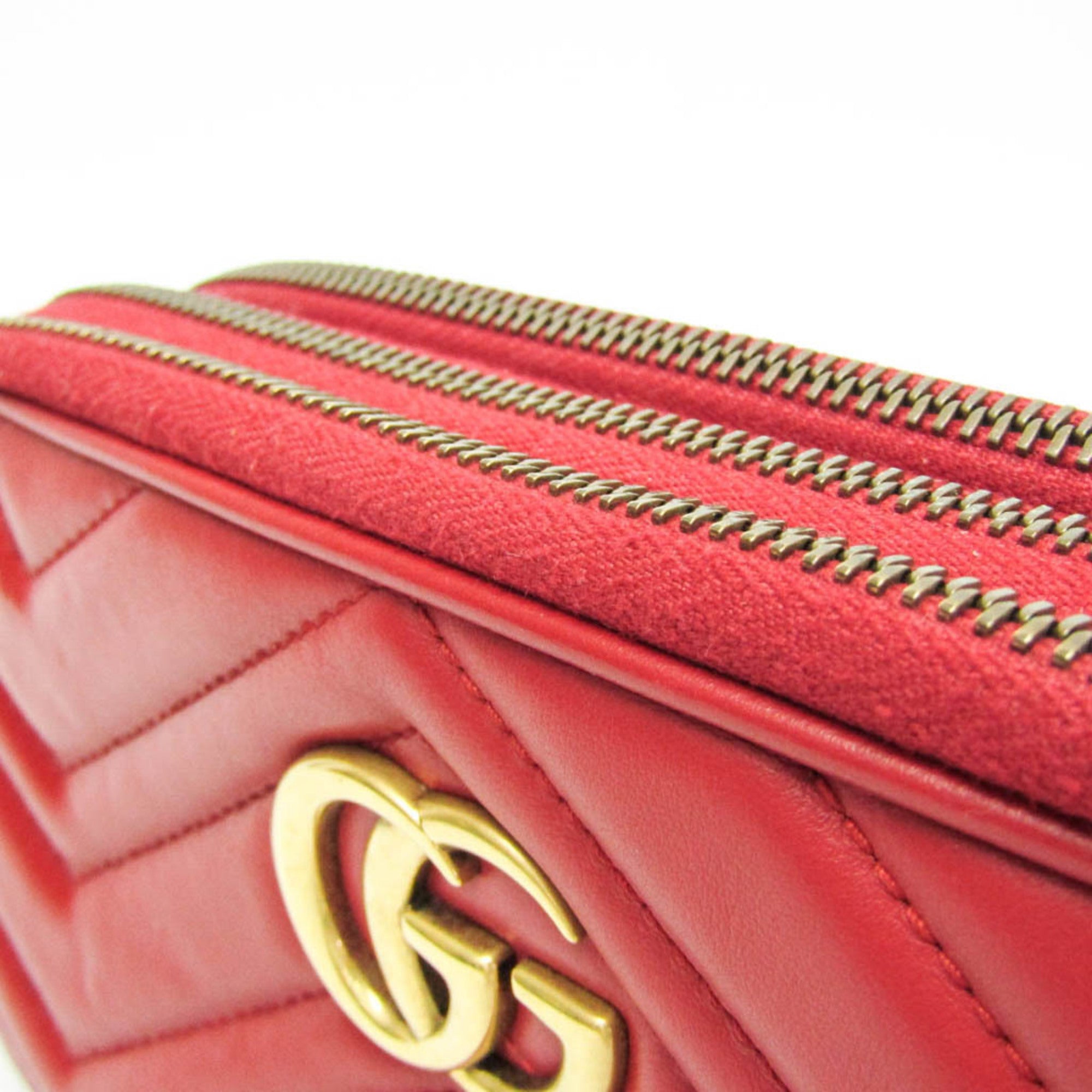 Gucci Gg Marmont Black Leather Red Leather Shoulder Bag Bag (Pre-Owned)
