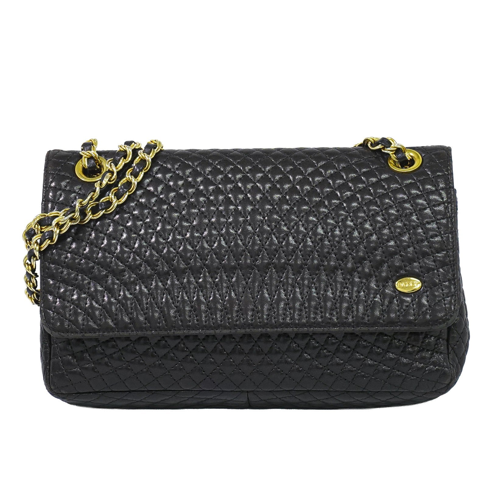 Bally Vintage Chain Quilted Leather Black Leather Shoulder Bag Bag (Pre-Owned)