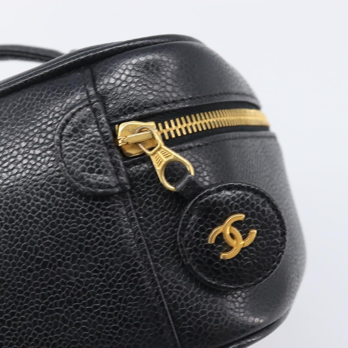 Chanel Vintage Timeless Cosmetic Case Caviar Black Leather Clutche & Pouche Bag (Pre-Owned)