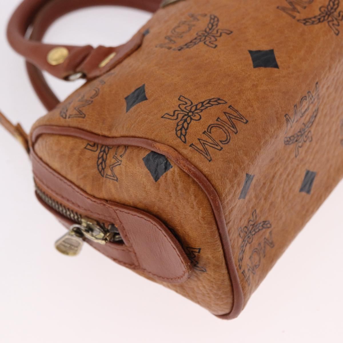 MCM Visetos Logogramme Leather Brown Leather Handbag (Pre-Owned)