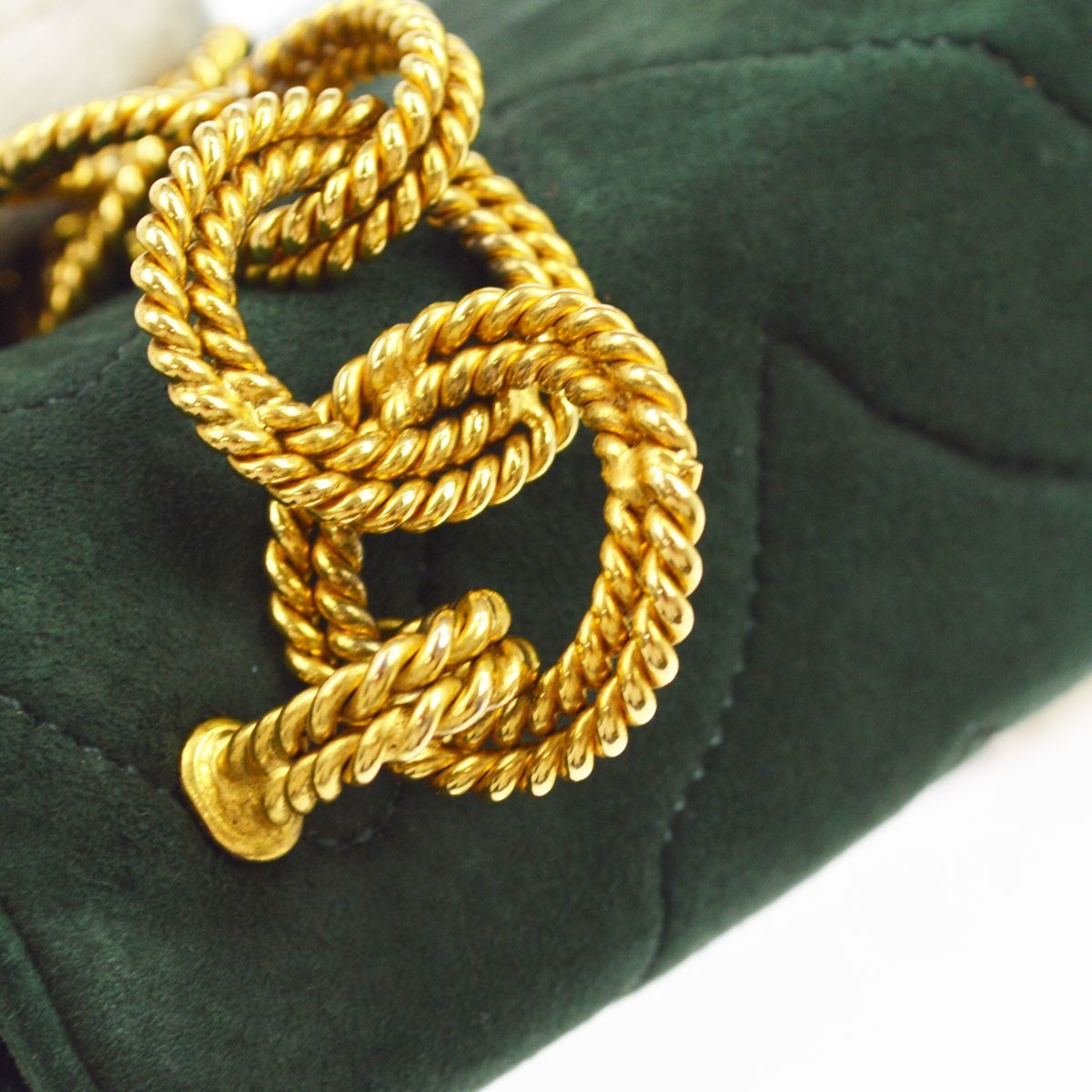 Chanel Vintage Chain Jewel Flap Quilted Velvet Green Suede Shoulder Bag Bag (Pre-Owned)