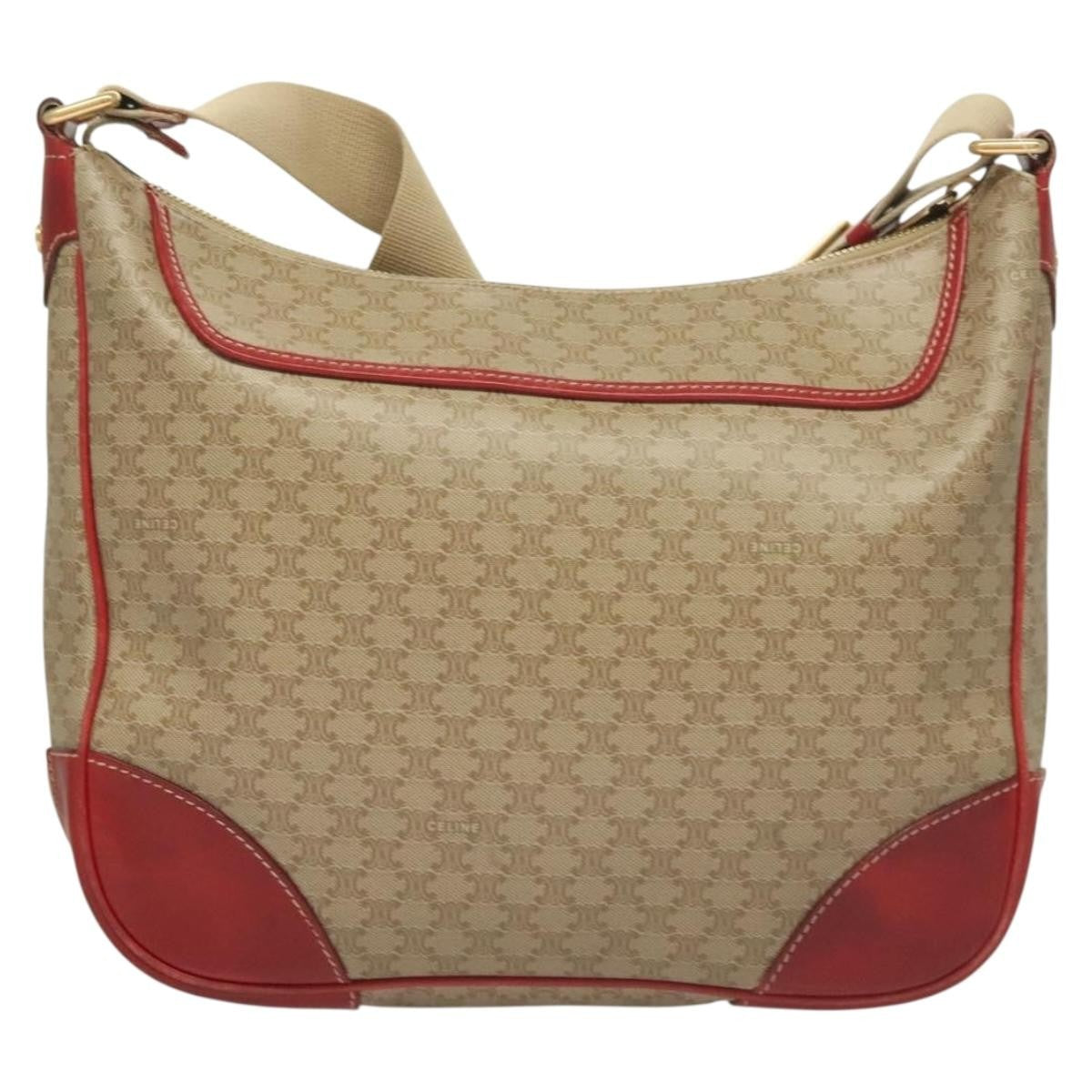 Celine Vintage Macadam Canvas And Leather Beige Canvas Bag (Pre-Owned)