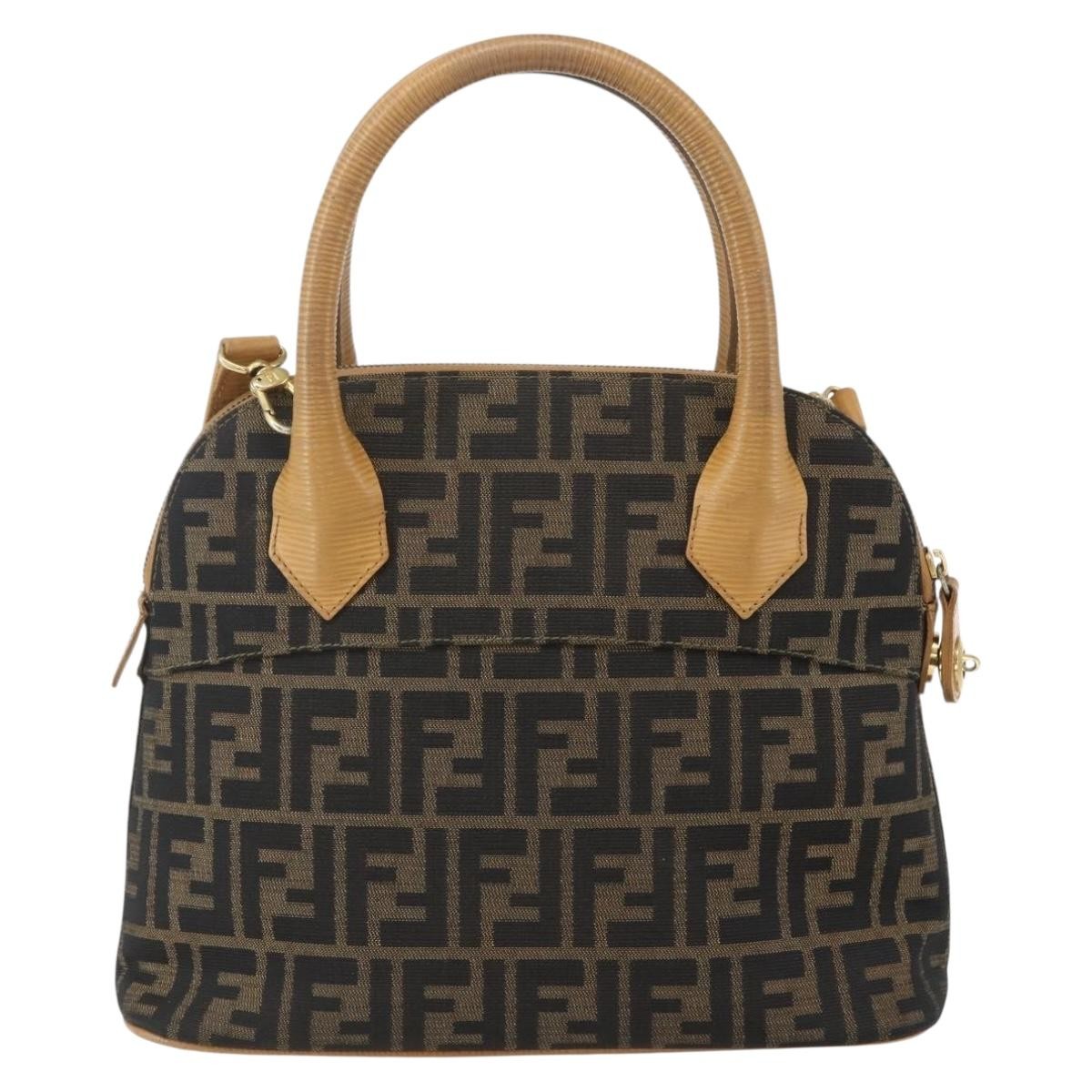 Fendi Vintage Zucca Zucca Brown Canvas Handbag (Pre-Owned)
