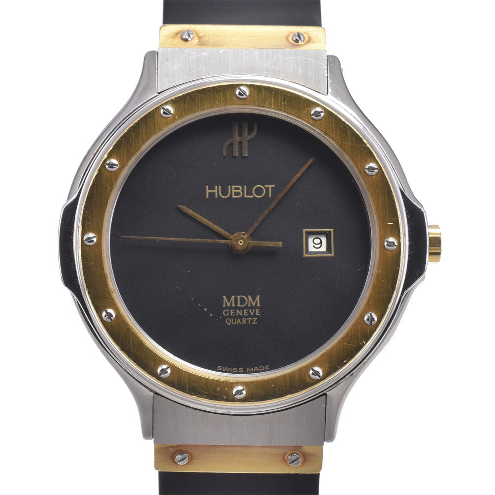 Hublot Classic Mdm Quartz Stainless Steel And Rubber With Diamond Bezel, Markers And Strap Detail Watch (Pre-Owned)