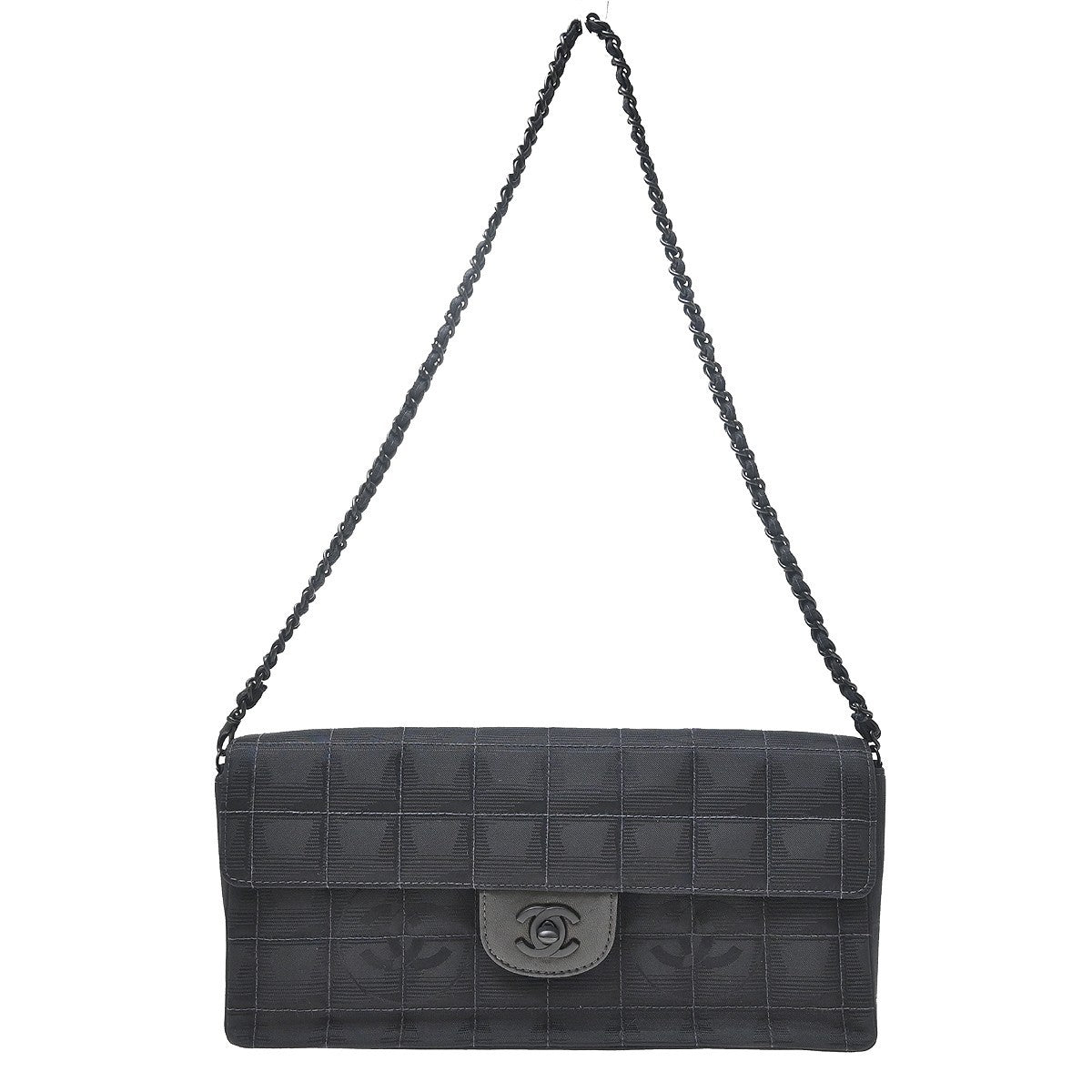 Chanel Travel Line Flap Quilted Nylon Black Nylon Shoulder Bag Bag (Pre-Owned)