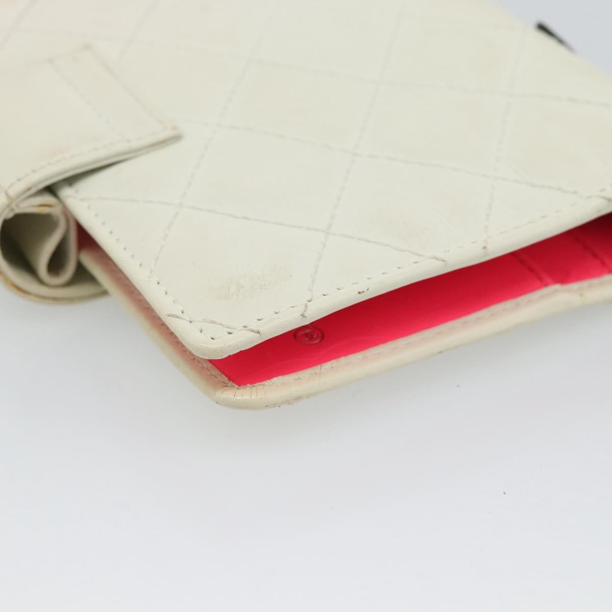 Chanel Cambon Zipped Pocket Quilted Lambskin White Leather Wallets Accessory (Pre-Owned)