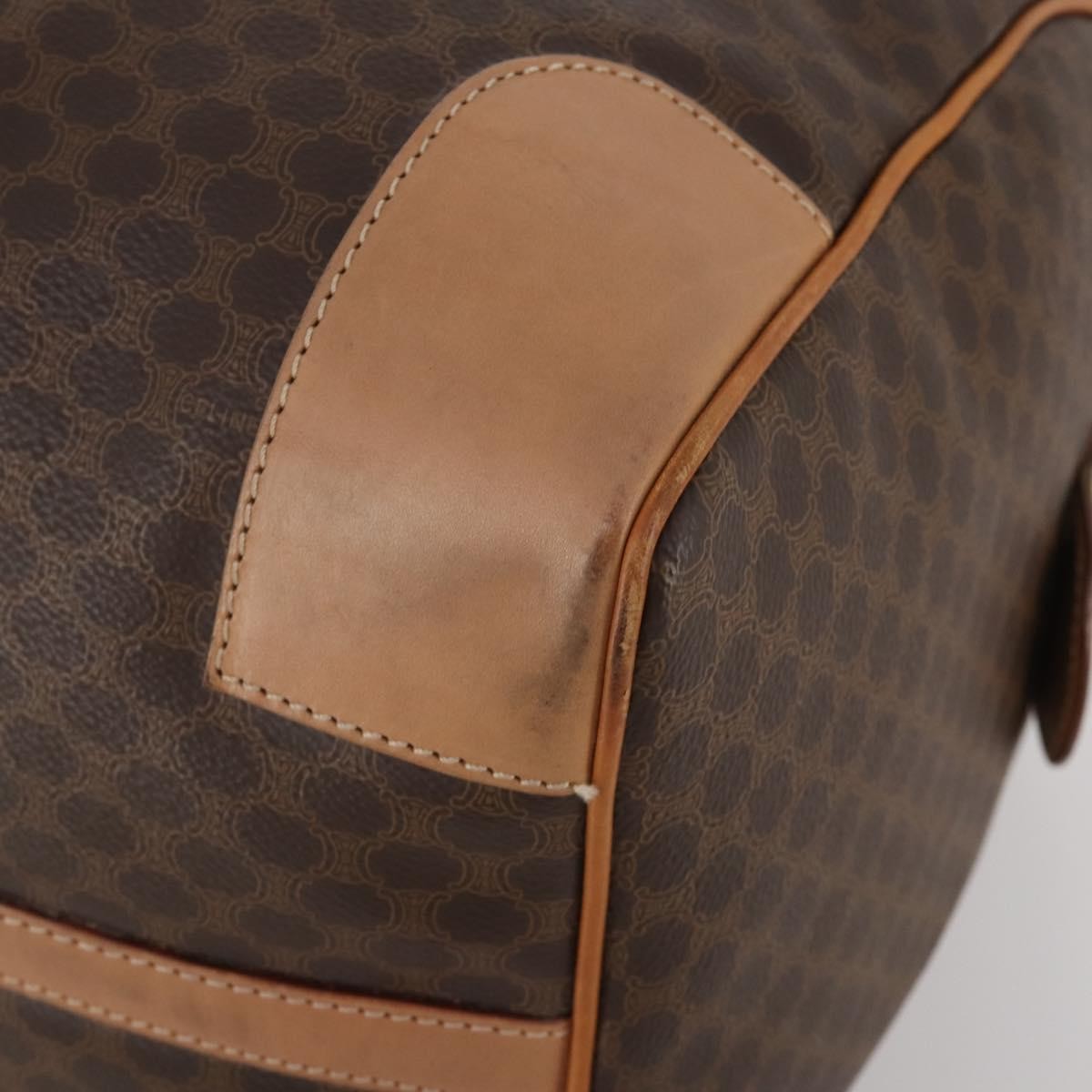 Celine Vintage Duffle Canvas And Leather Brown Canvas Travel Bag Bag (Pre-Owned)