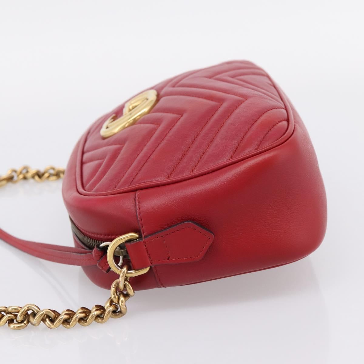 Gucci Gg Marmont Matelasse Leather Red Leather Shoulder Bag Bag (Pre-Owned)