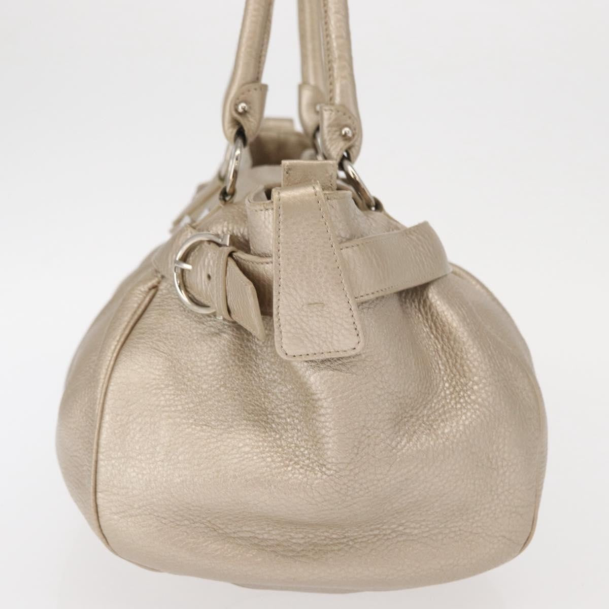 Salvatore Ferragamo Gancini Leather Gold Leather Handbag (Pre-Owned)