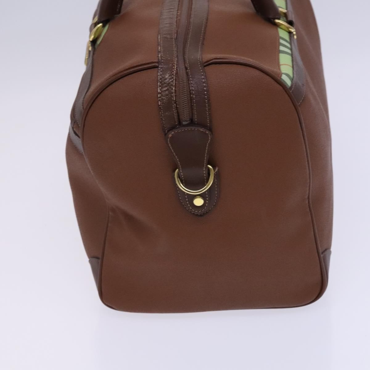 Burberry Nova Check Boston Canvas Brown Leather Handbag (Pre-Owned)