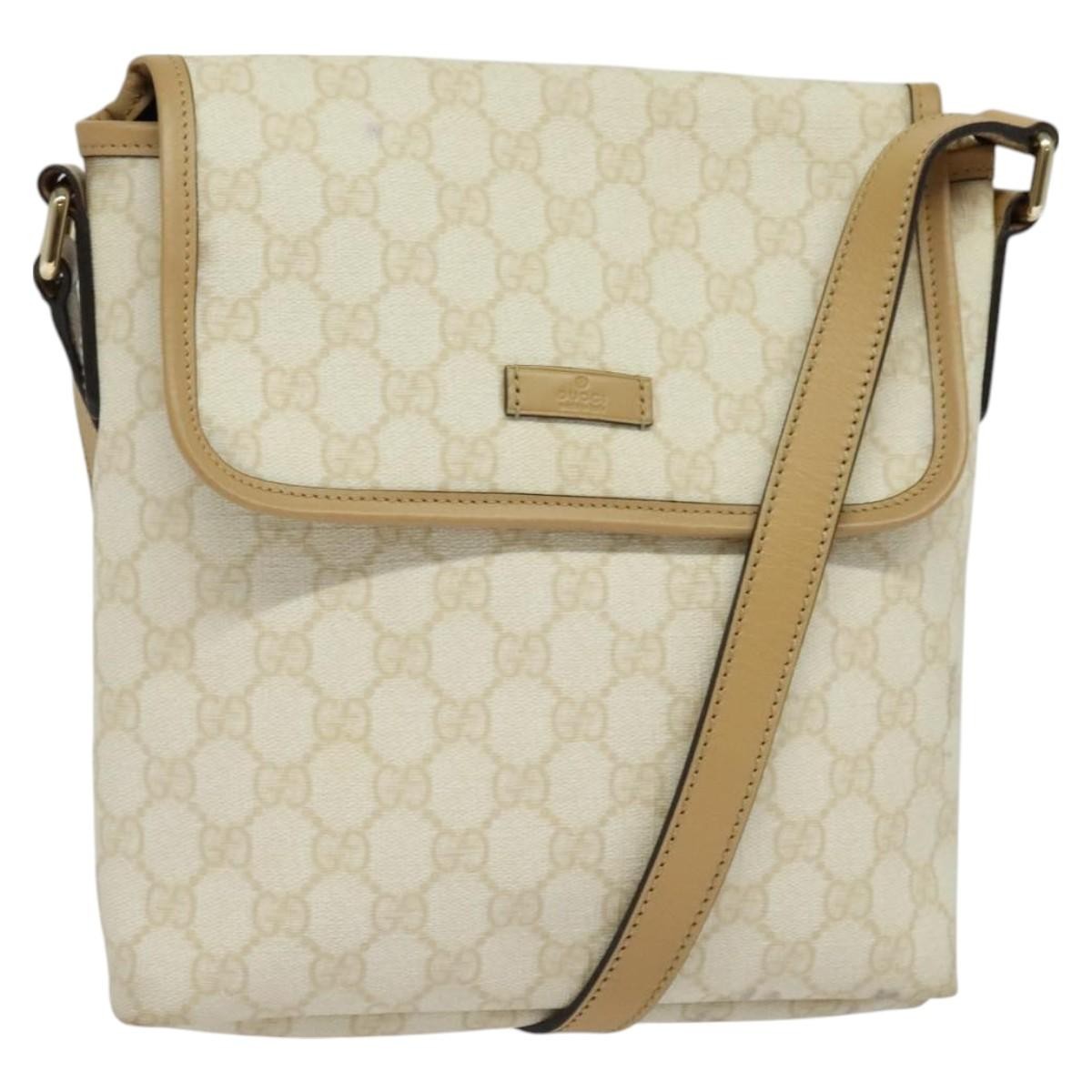 Gucci Flap Messenger Gg Coated Canvas White Canvas Shoulder Bag Bag (Pre-Owned)