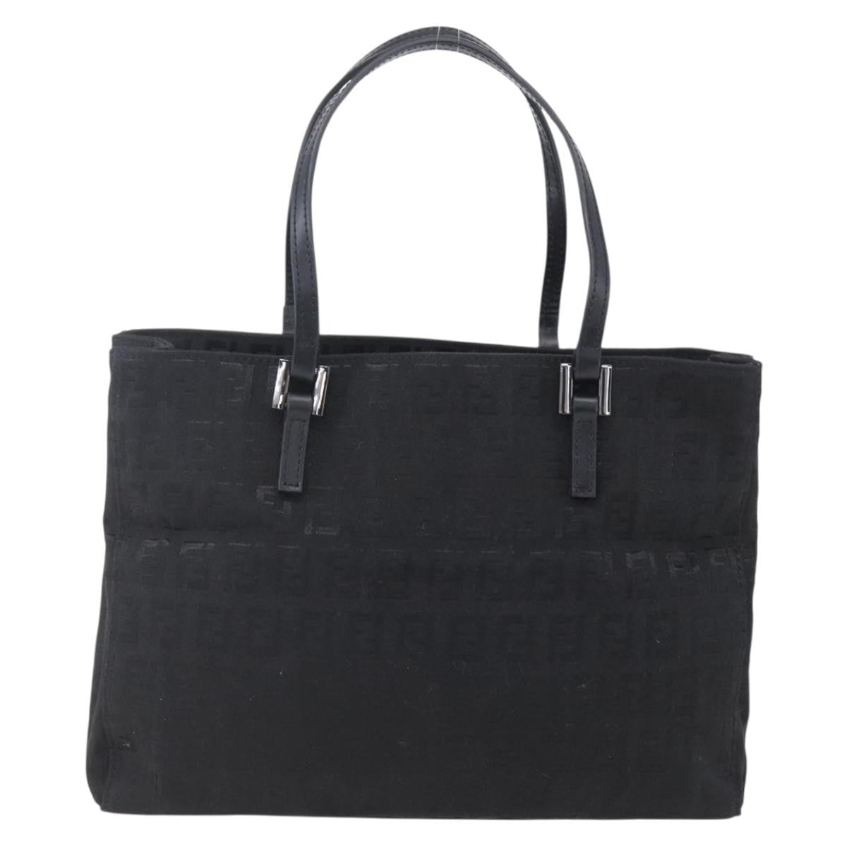 Fendi Vintage Shopping Zucchino Canvas Black Canvas Tote Bag Bag (Pre-Owned)