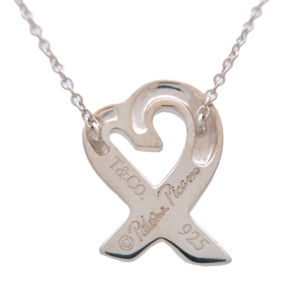 Tiffany & Co. Paloma Picasso Loving Heart Silver Silver Silver Necklace Jewelry (Pre-Owned)