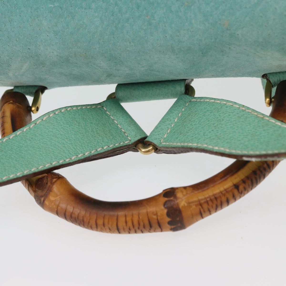 Gucci Vintage Bamboo Suede Green Suede Backpack Bag (Pre-Owned)