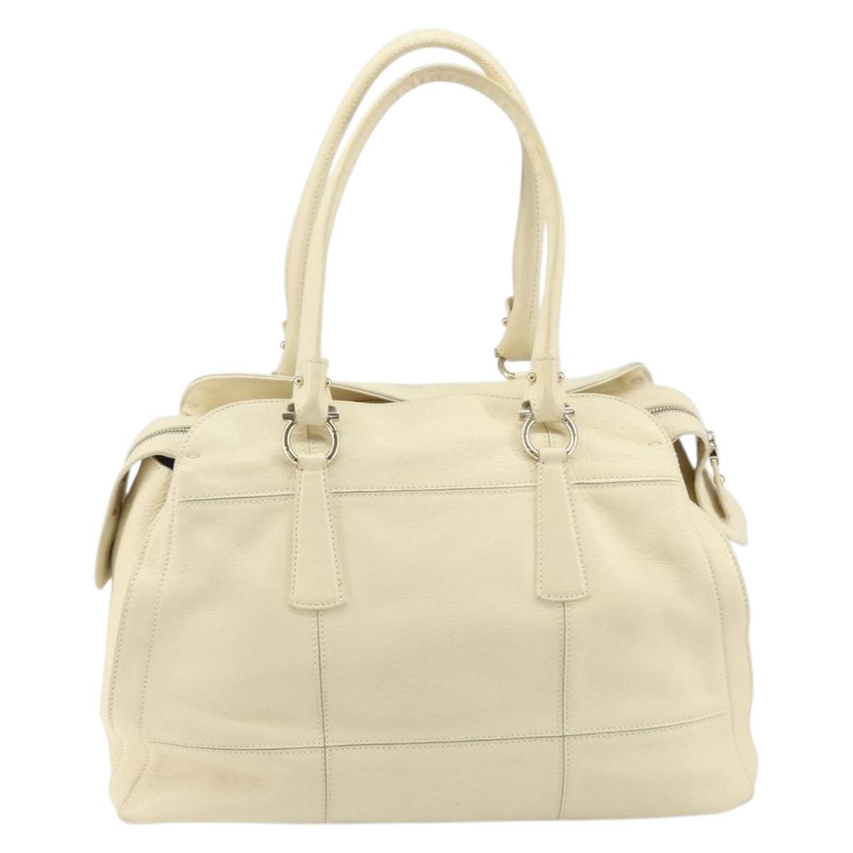 Salvatore Ferragamo Gancini Leather Beige Leather Shoulder Bag Bag (Pre-Owned)